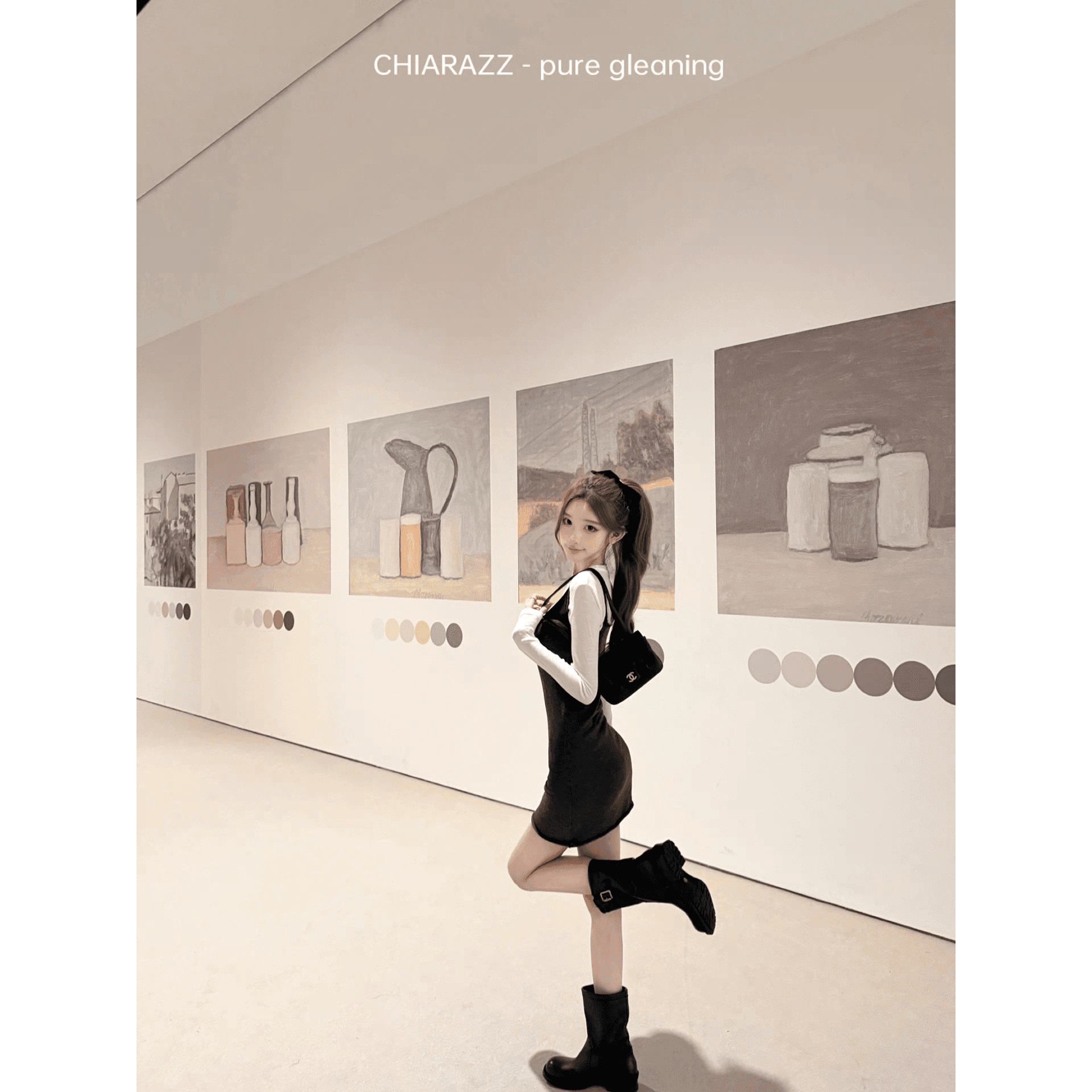 수영장 자오 짜오 chiarazz 서울 겨울 편지 miu 부서 화이트 레이블 기본 셔츠 회색 슬립 드레스 상세 이미지 4
