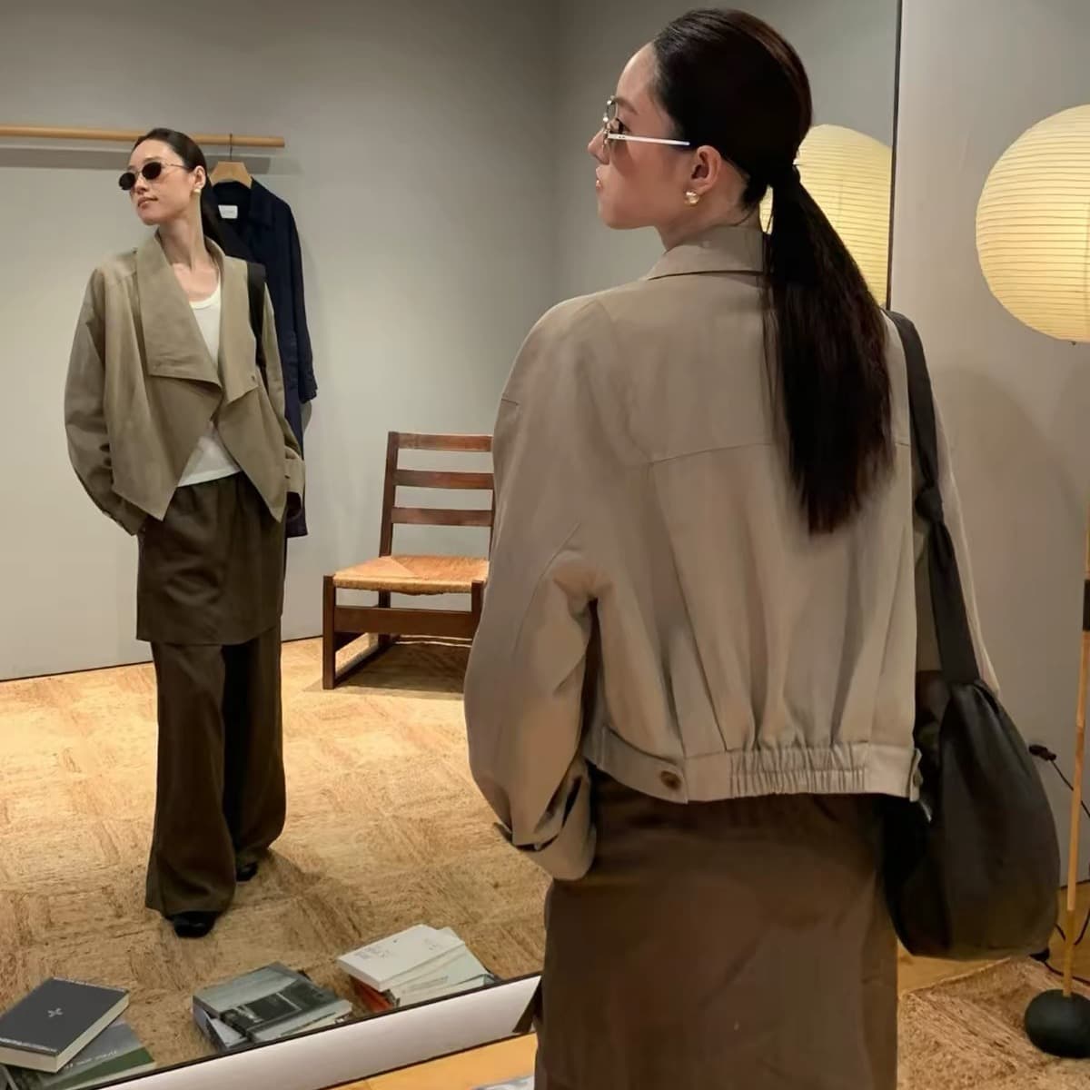 재킷 재킷 여자 가을 의상 2026 새로운 고급 프로필 모양 비스듬한 襟 폴로 칼라 캐주얼 쇼트 스타일 작은 키 맨위 여성 이미지 5