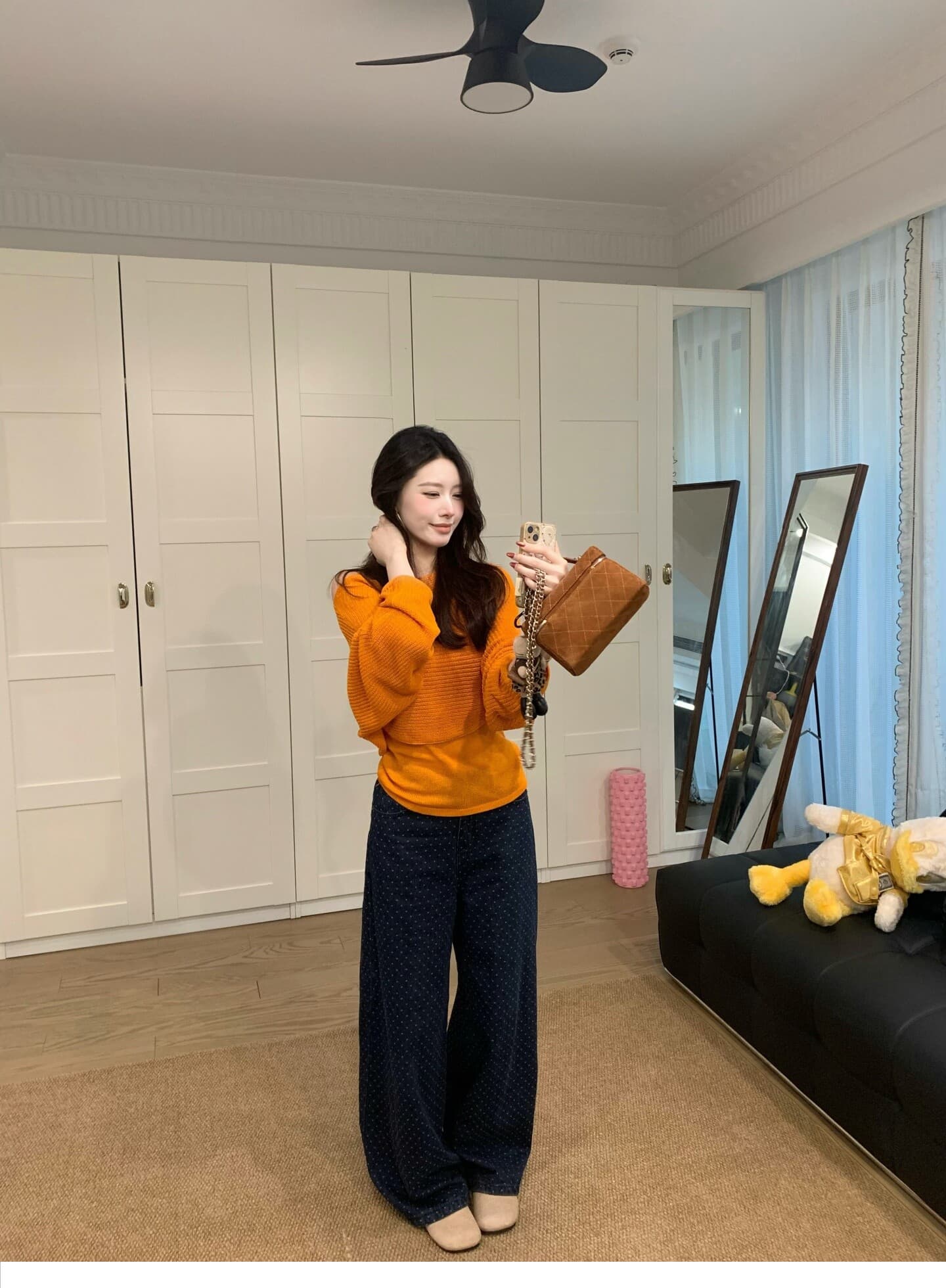 한 부서 핑크색 홀로우 아웃 긴팔 니트 스웨터 여성 조기 가을 스웨터 캐주얼 느긋한 바람 루즈핏 품격 오프숄더 맨위 상세 이미지 2