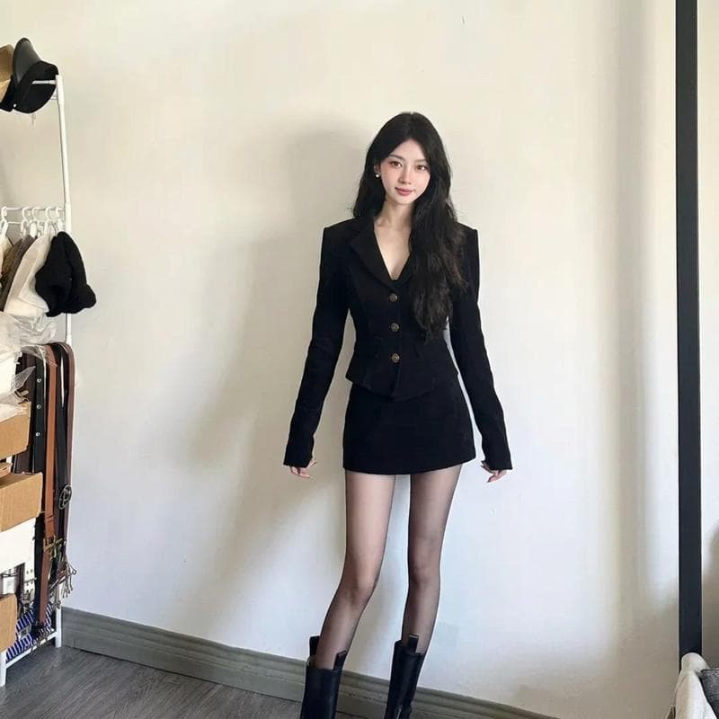 세트 가을로 고급 센스 늦가을 초 겨울 착용 가져 가라. 로얄 자매 품격 그는 벤 작은 샤넬 스타일 정장 점프 슈트 치마 세트 상세 이미지 1