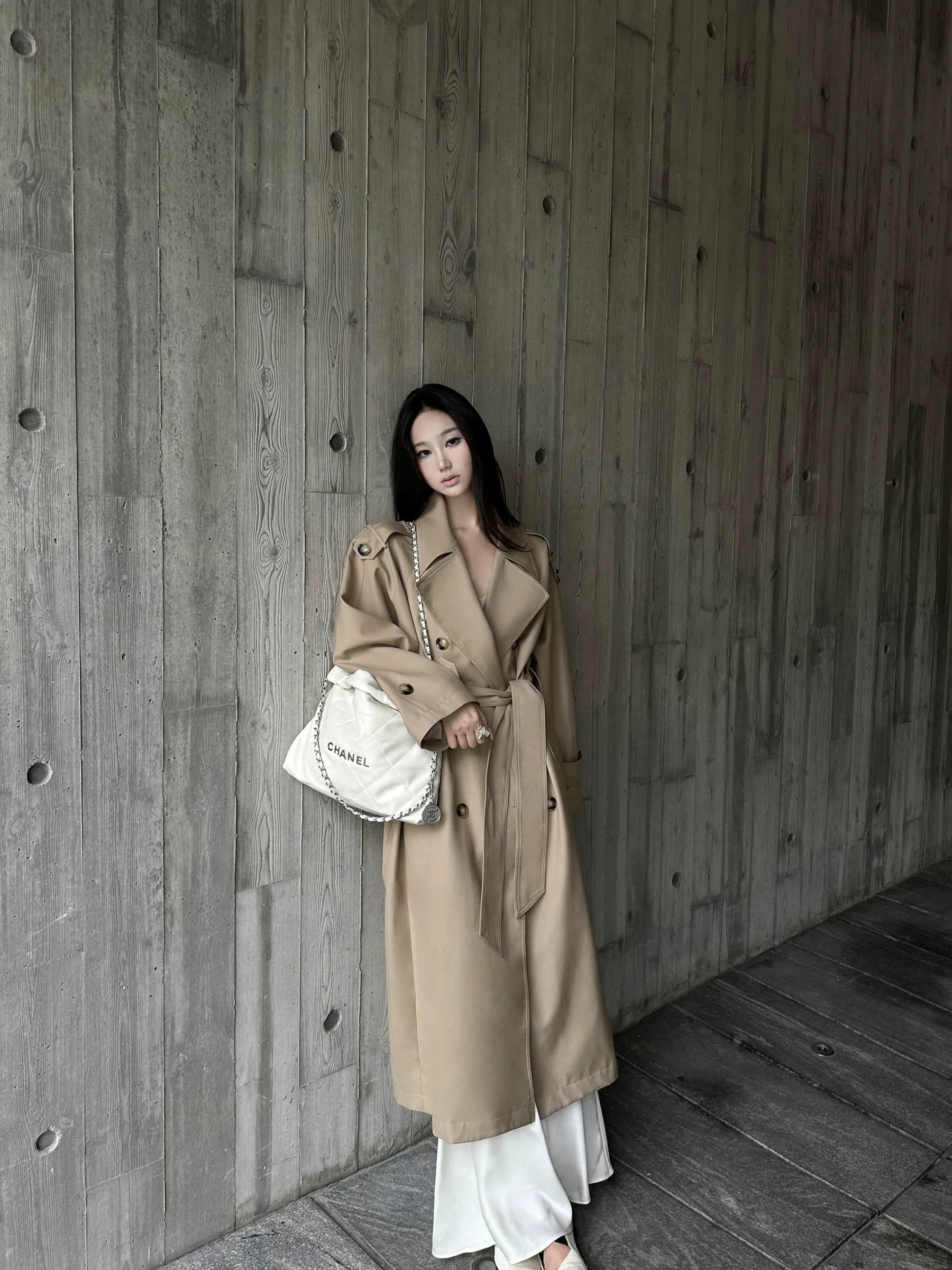 5werkwen 홀 바람막이 이중 버튼 코트 여성 봄 여름 중간 길이 품격 폴로 칼라 레이스업 봄 가을 재킷 이미지 2