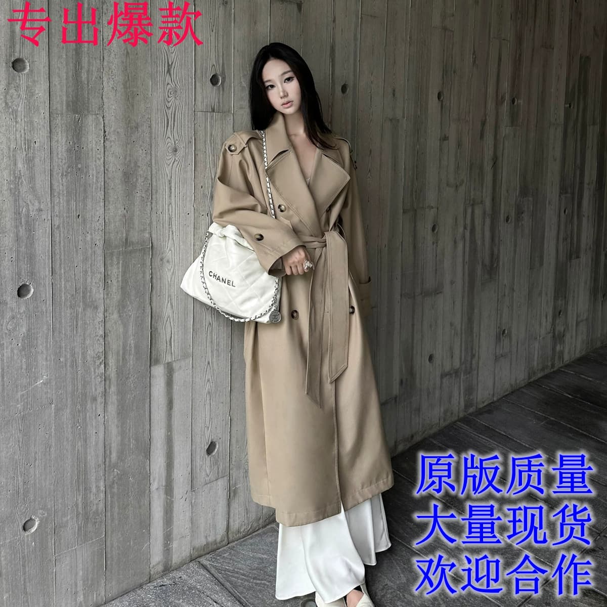 5werkwen 홀 바람막이 이중 버튼 코트 여성 봄 여름 중간 길이 품격 폴로 칼라 레이스업 봄 가을 재킷