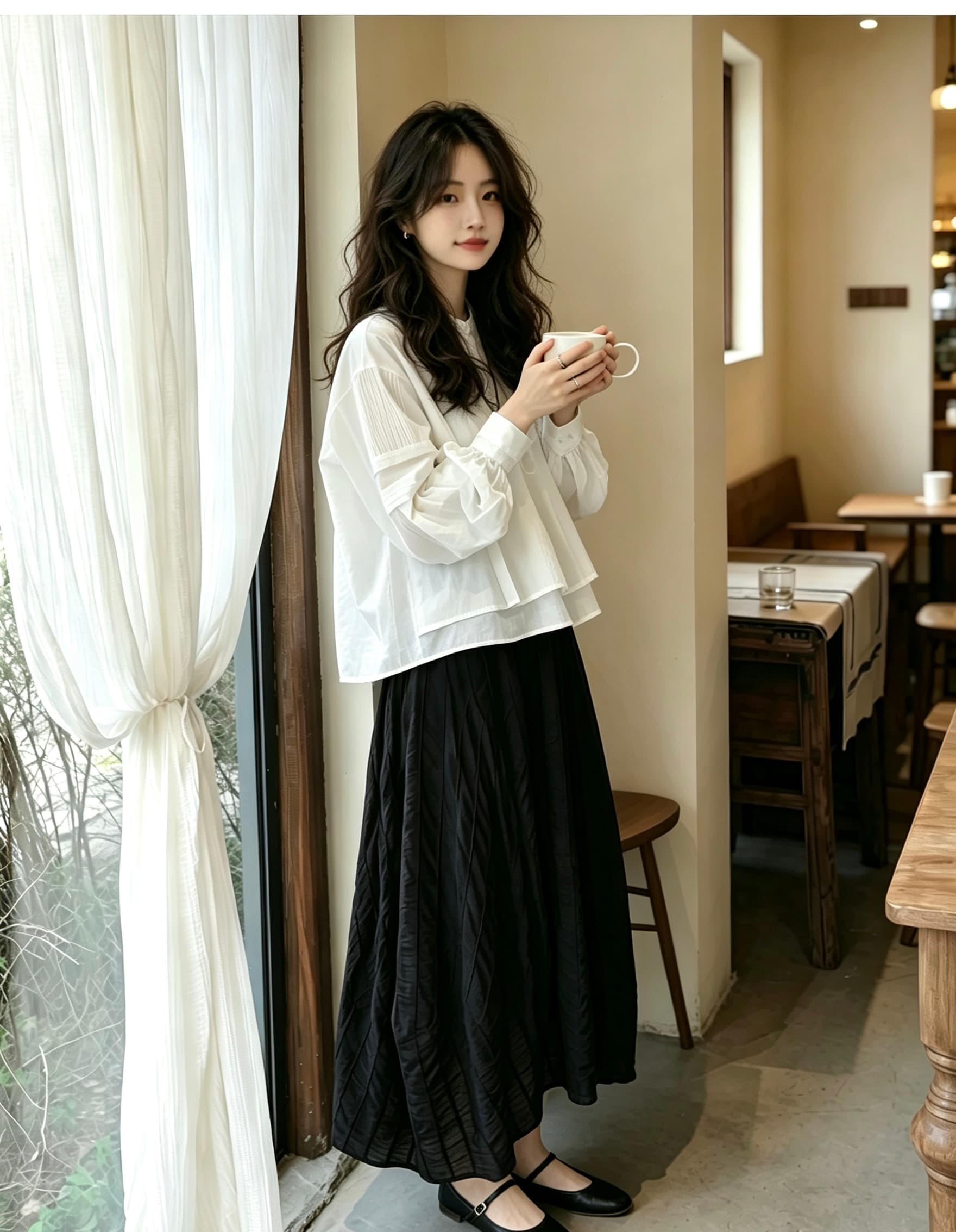 부드러운 빛 남자 실 26ss 이른 봄 신제품 100 개 면 100% 프랑스식 거품 소매 흰 셔츠 이미지 2