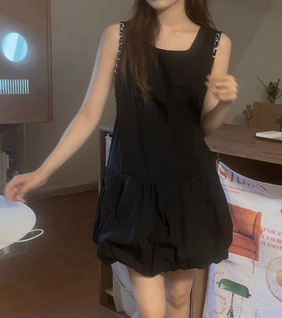 있음 선적 한국 chic 민소매 패치워크 꽃밭 치마 루즈핏 슬림해 보이는 조끼 원피스 상세 이미지 3