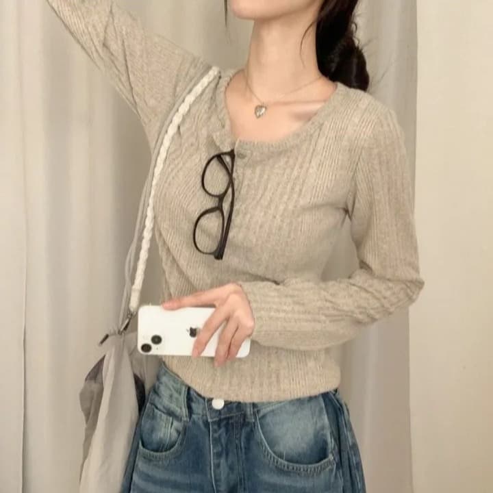 있음 선적 한국 chic 봄 가을 기본 셔츠 인사이드 가져 가라. 긴팔 니트 작은 키 품격 맨위 이미지 4