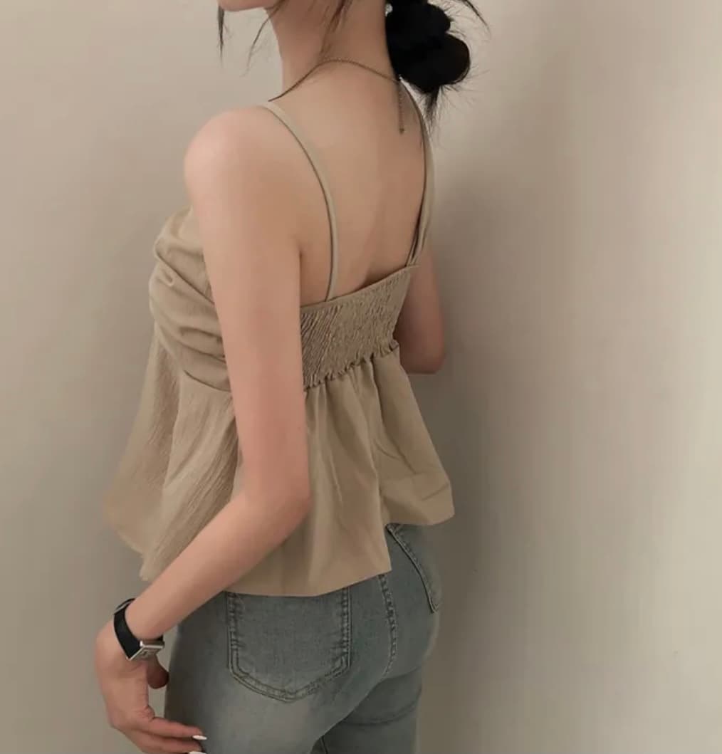 있음 선적 한국 chic 십자가 불규칙 디자인 센스 비틀림 캐미솔 셔츠 슬립 여성 셔츠 상세 이미지 7