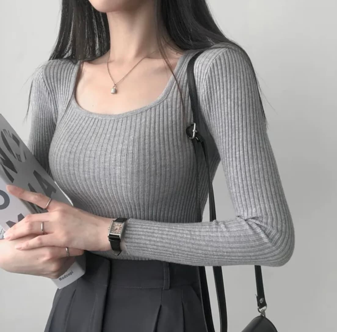있음 선적 한국 chic 패션 다용도 광장 칼라 단색 구덩이 기사 풀오버 몸매 가꾸기 슬림해 보이는 니트 만나는 맨위