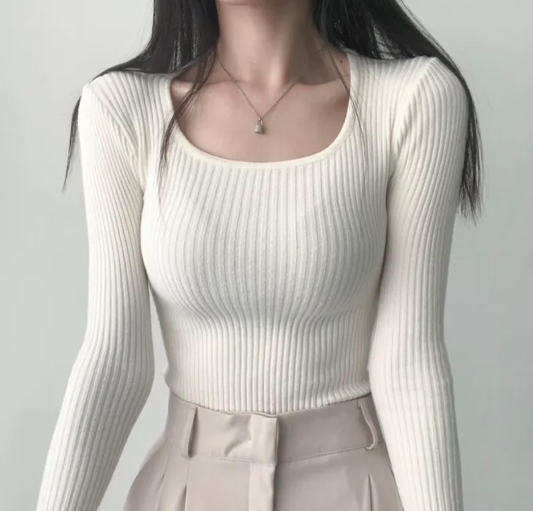 있음 선적 한국 chic 패션 다용도 광장 칼라 단색 구덩이 기사 풀오버 몸매 가꾸기 슬림해 보이는 니트 만나는 맨위 상세 이미지 14