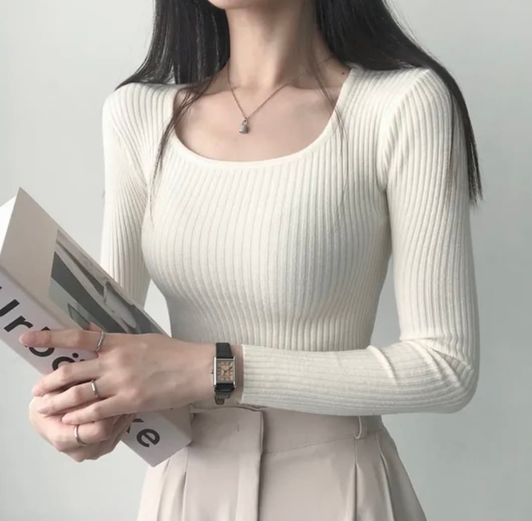 있음 선적 한국 chic 패션 다용도 광장 칼라 단색 구덩이 기사 풀오버 몸매 가꾸기 슬림해 보이는 니트 만나는 맨위 상세 이미지 17