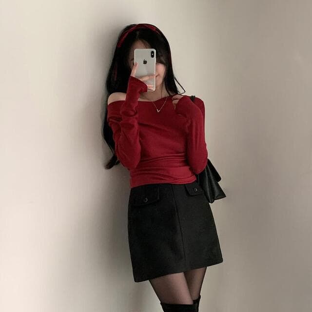 지금 재고 있음 한국 chic 봄 가을 새로운 순수한 욕망 오프숄더 플러스 리본 품격 슬림해 보이는 프랑스식 디자인 센스 맨위 상세 이미지 40