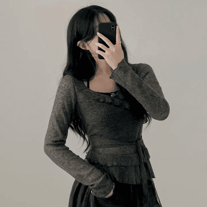 있음 선적 한국 chic 봄 여름 페이크 레이어드 레이스업 행침 목 블라우스 티셔츠 여성 달콤함 품격 맨위 상세 이미지 5