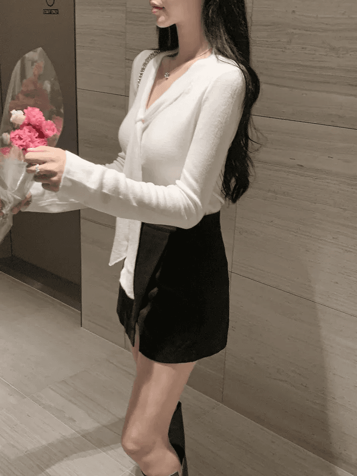 있음 선적 한국 chic 봄 가을 디자인 센스 스트랩 맨위 몸매 가꾸기 슬림해 보이는 달콤한 매운맛 티셔츠 상세 이미지 6