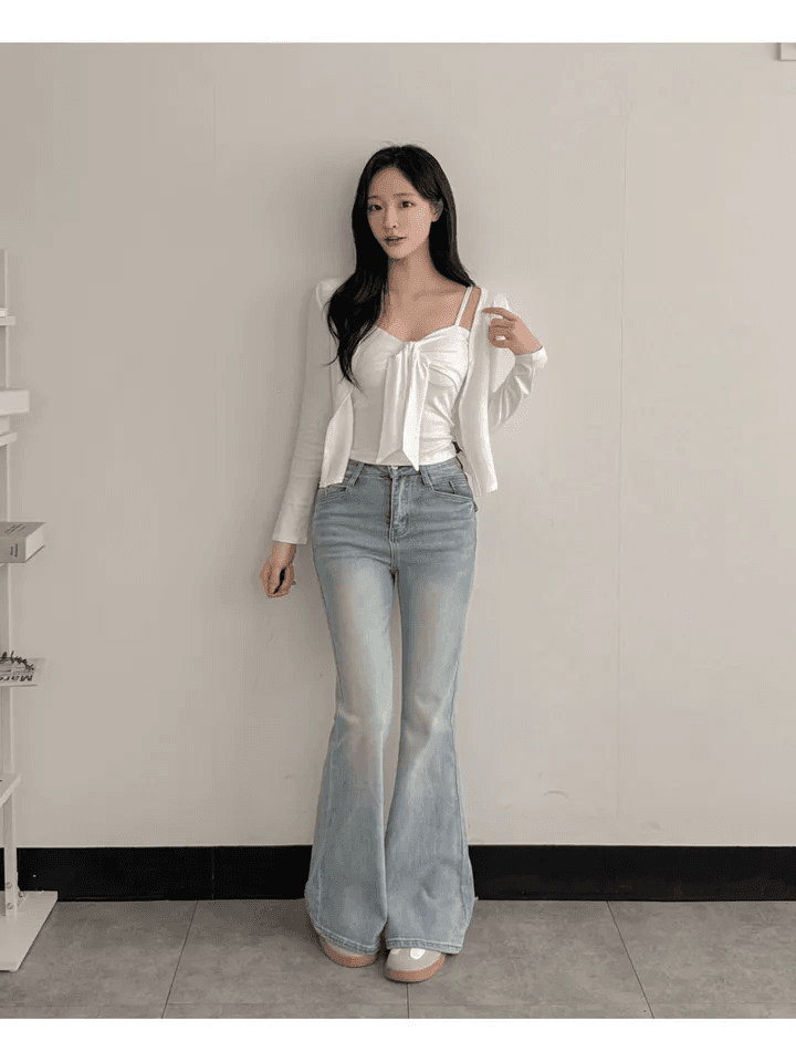 있음 선적 한국 chic 봄 가을 투피스 세트 몸매 가꾸기 슬림해 보이는 캐미솔 단색 긴팔 오픈 가디건 상세 이미지 5