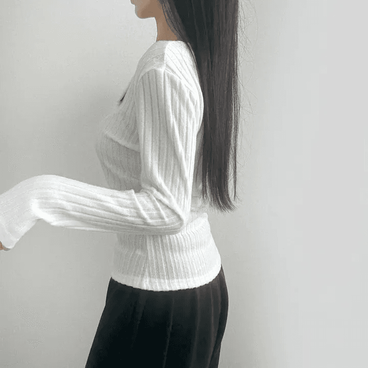 있음 선적 한국 chic 이른 가을 페이크 레이어드 V넥 패치워크 레이스 몸매 가꾸기 슬림해 보이는 긴팔 다용도 맨위 상세 이미지 4