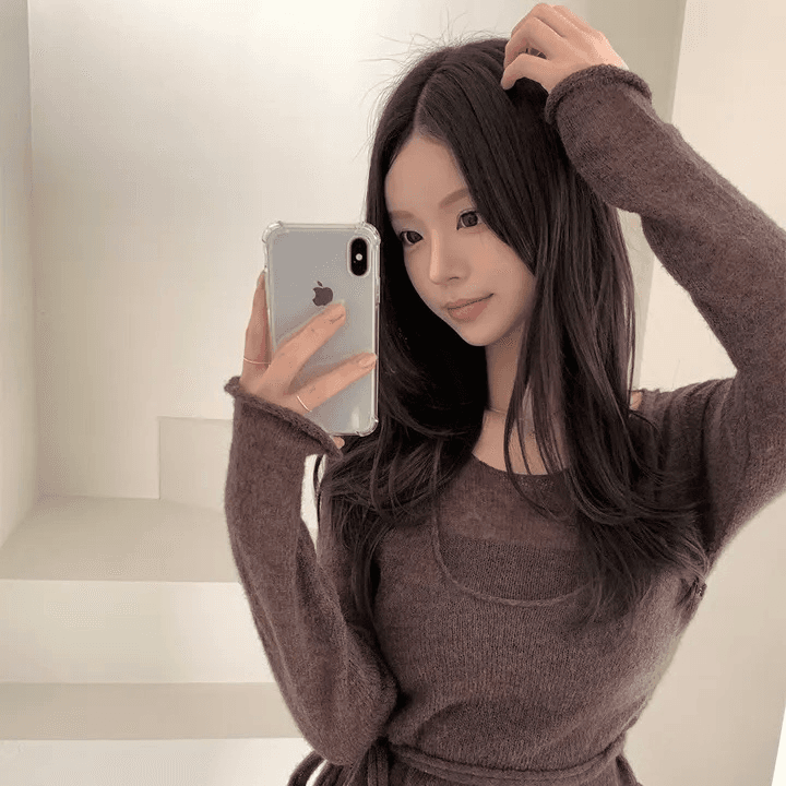 지금 재고 있음 한국 chic 가을 달콤함 페이크 레이어드 스트랩 니트 스웨터 얇은 스타일 스웨터 품격 다용도 맨위 상세 이미지 30