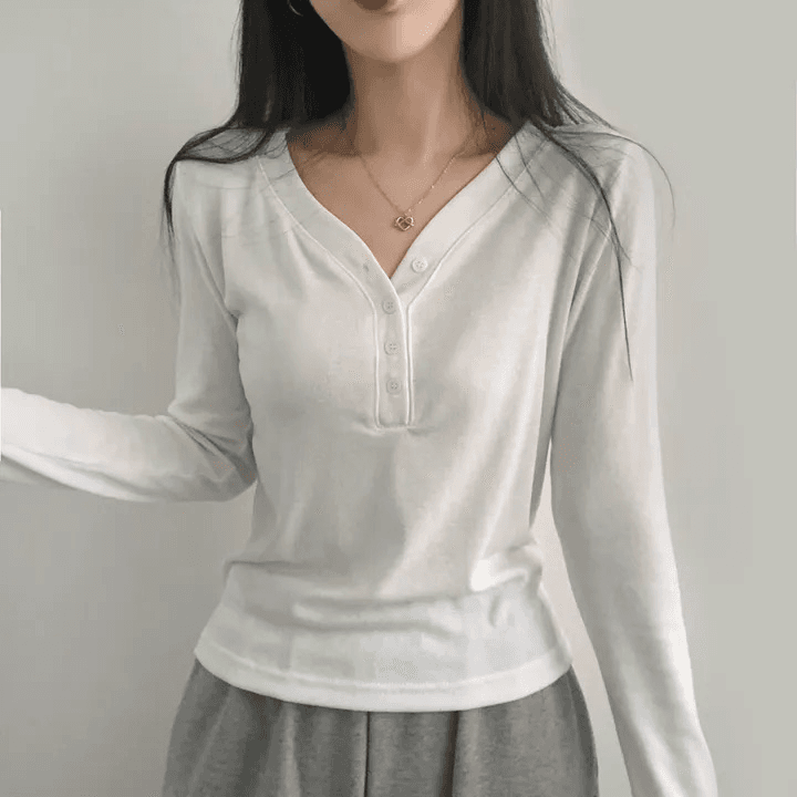 있음 선적 한국 chic 가을 V넥 기본 셔츠 긴팔 연삭 털 맨위