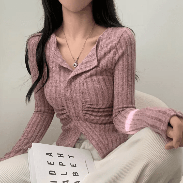 지금 재고 있음 한국 chic 가을 오픈 가디건 몸매 가꾸기 슬림해 보이는 품격 단추 긴팔 맨위 상세 이미지 2