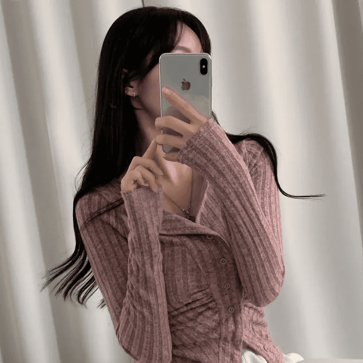 지금 재고 있음 한국 chic 가을 오픈 가디건 몸매 가꾸기 슬림해 보이는 품격 단추 긴팔 맨위 상세 이미지 4