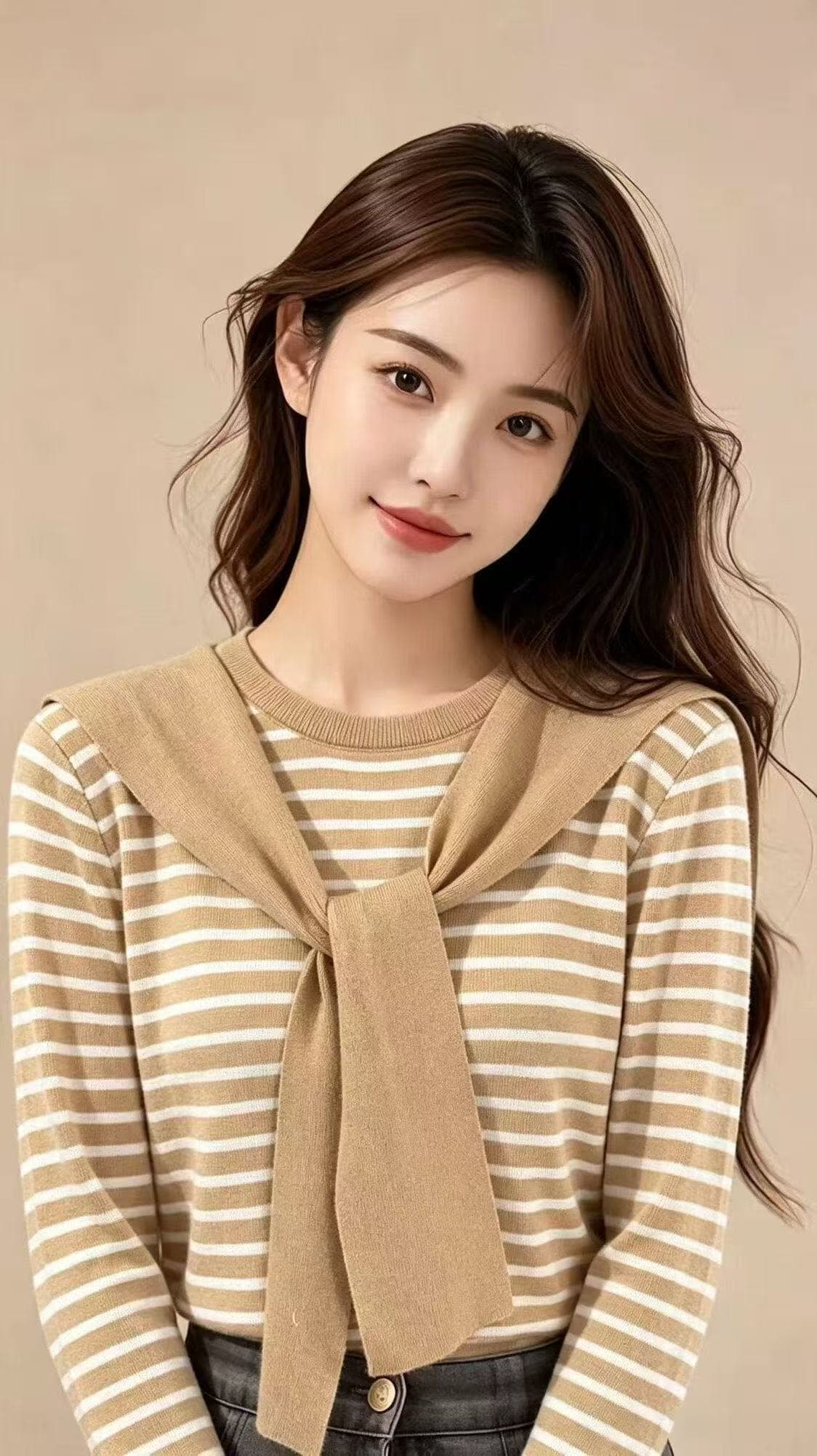 느긋한 바람 배색 스트라이프 니트 스웨터 숄 투피스 세트 스웨터 여자 가을 겨울 루즈핏 슬림해 보이는 캐주얼 기본 셔츠