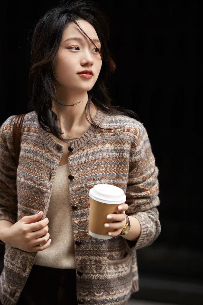 2026 가을 겨울 の 오픈 가디건 더블 버전 양모 양모 니트 맨위 상세 이미지 7