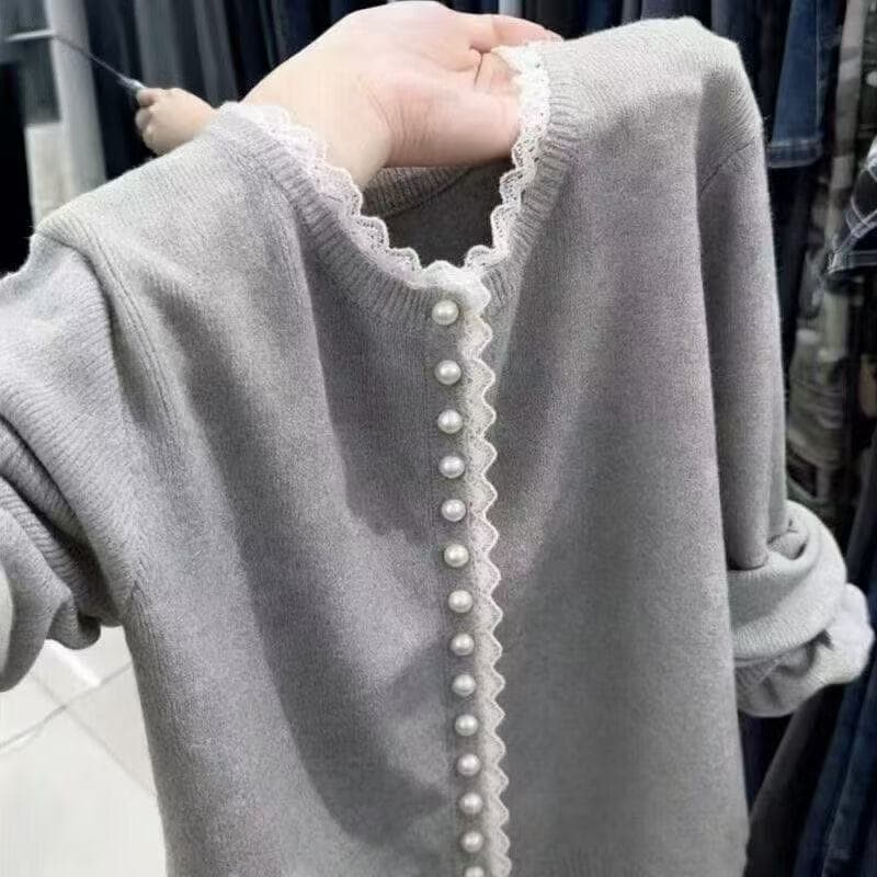 작은 샤넬 스타일 레이스 레이스 니트 오픈 가디건 여성 가을 겨울 재킷 새로운 부드러운 바람 부드러운 찹쌀 연령 감소 기본 셔츠 여성 상세 이미지 2