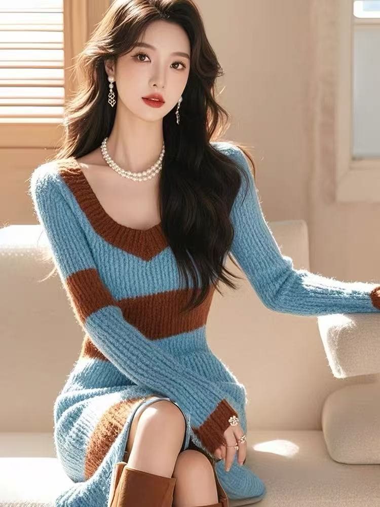 달콤함 공정한 섬 풀오버 스웨터 여자 2025 가을 겨울철 새로운 부드러운 바람 부드러운 찹쌀 나비 매듭 니트 스웨터 맨위 이미지 2
