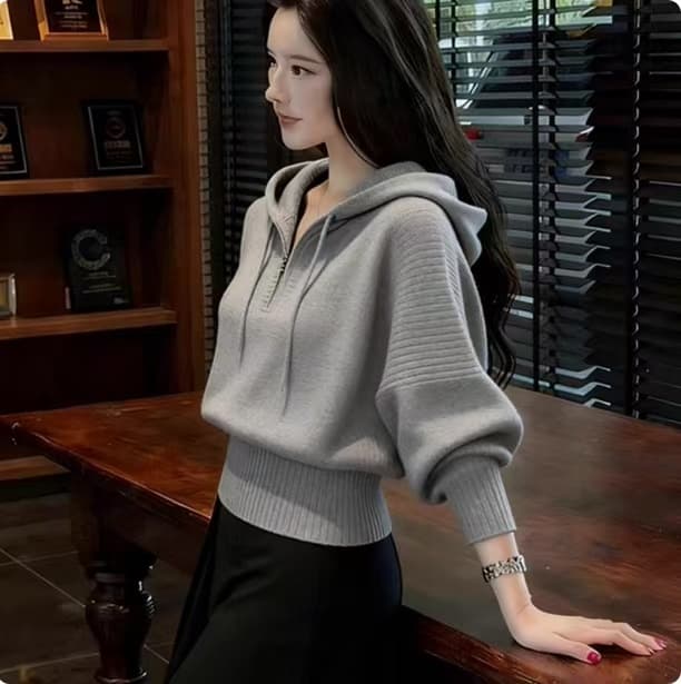한 부서 분위기 센스 착용 가져 가라. 후드 스웨터 여자 가을 겨울철 느긋한 루즈핏 허리 수축 슬림해 보이는 인사이드 가져 가라. 만나는 니트 스웨터 상세 이미지 2