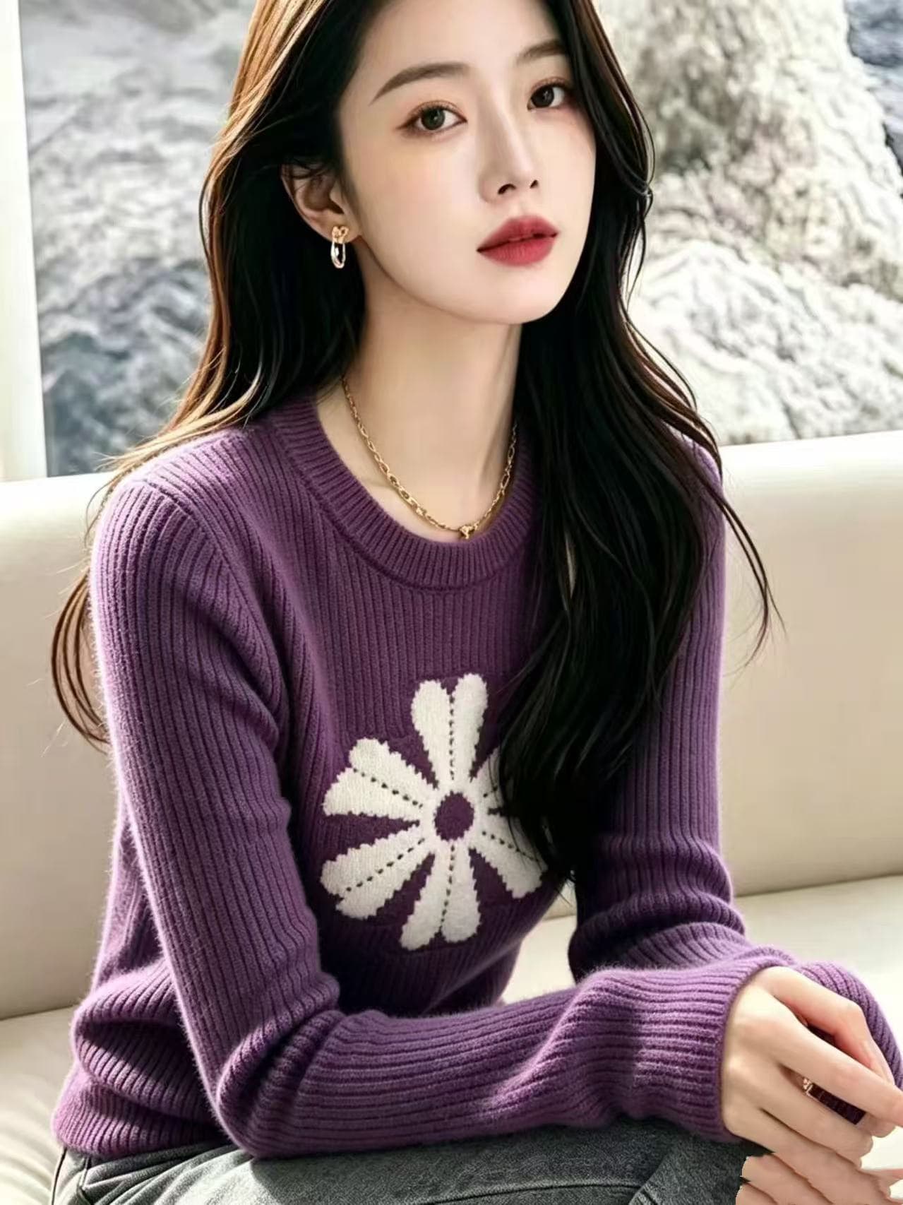 도파민 녹색 풀오버 자카드 디자인 센스 스웨터 여자 2026 새로운 겨울 두꺼운 느긋한 니트 맨위