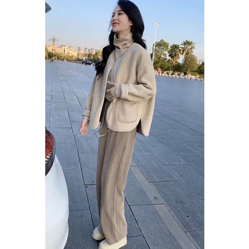 2026 년 봄 새로운 폭발 작은 샤넬 스타일 작은 대중 디자인 센스 품격 고급 센스 양털 쇼트 스타일 여성 코트 이미지 3