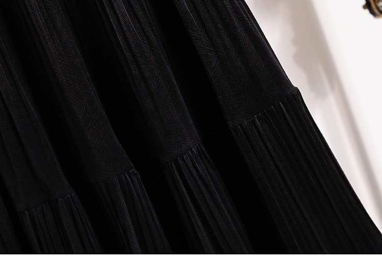 실사 빅 사이즈 여성 의류 가을 겨울 지방 mm 패션 다용도 연령 감소 높은 품질 벨벳 플리츠 스커트 빅 플레어 스커트 반신 스커트 상세 이미지 31