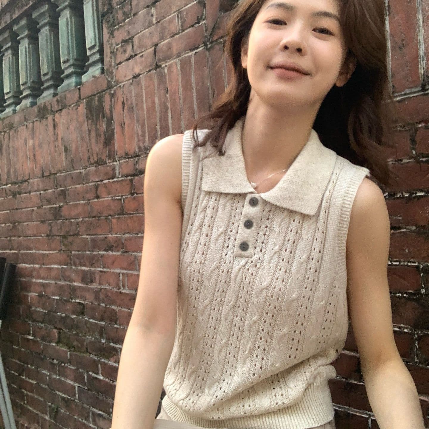 있음 도착 한숟가락 달콤한 한 부서 다용도 슬림해 보이는 홀로우 아웃 polo 민소매 니트 조끼 맨위 여성 2026 여름 상세 이미지 2
