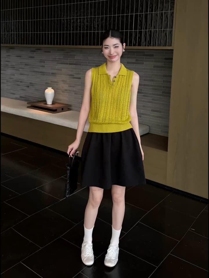 있음 도착 한 부서 다용도 슬림해 보이는 홀로우 아웃 polo 민소매 니트 조끼 맨위 여성 2026 여름 상세 이미지 4