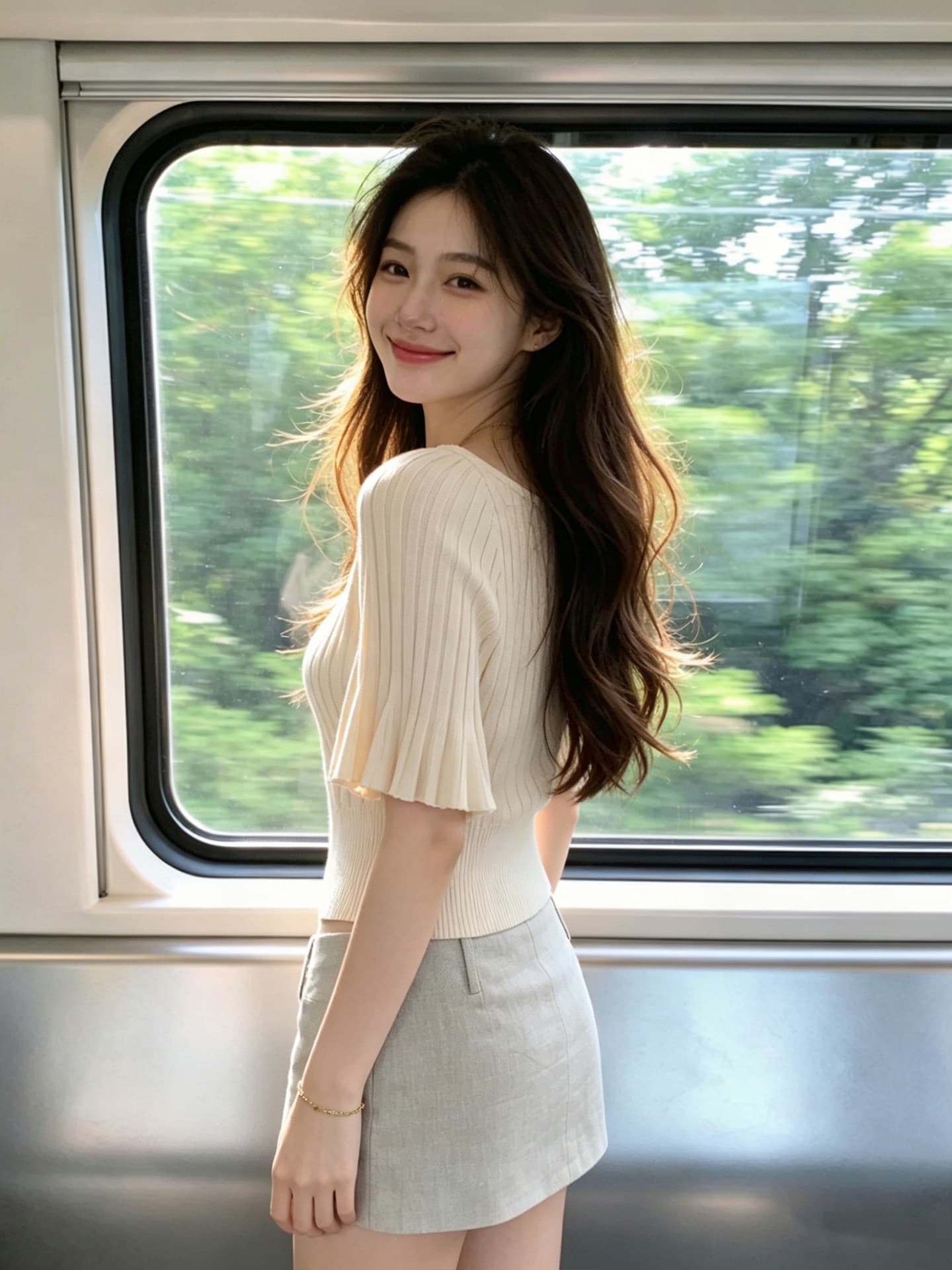 있음 도착 계란 놓기 야옹 장기 화이트 코우 26 신제품 30 양모 장기 Pleat 대 라운드 넥 니트 맨위 상세 이미지 10