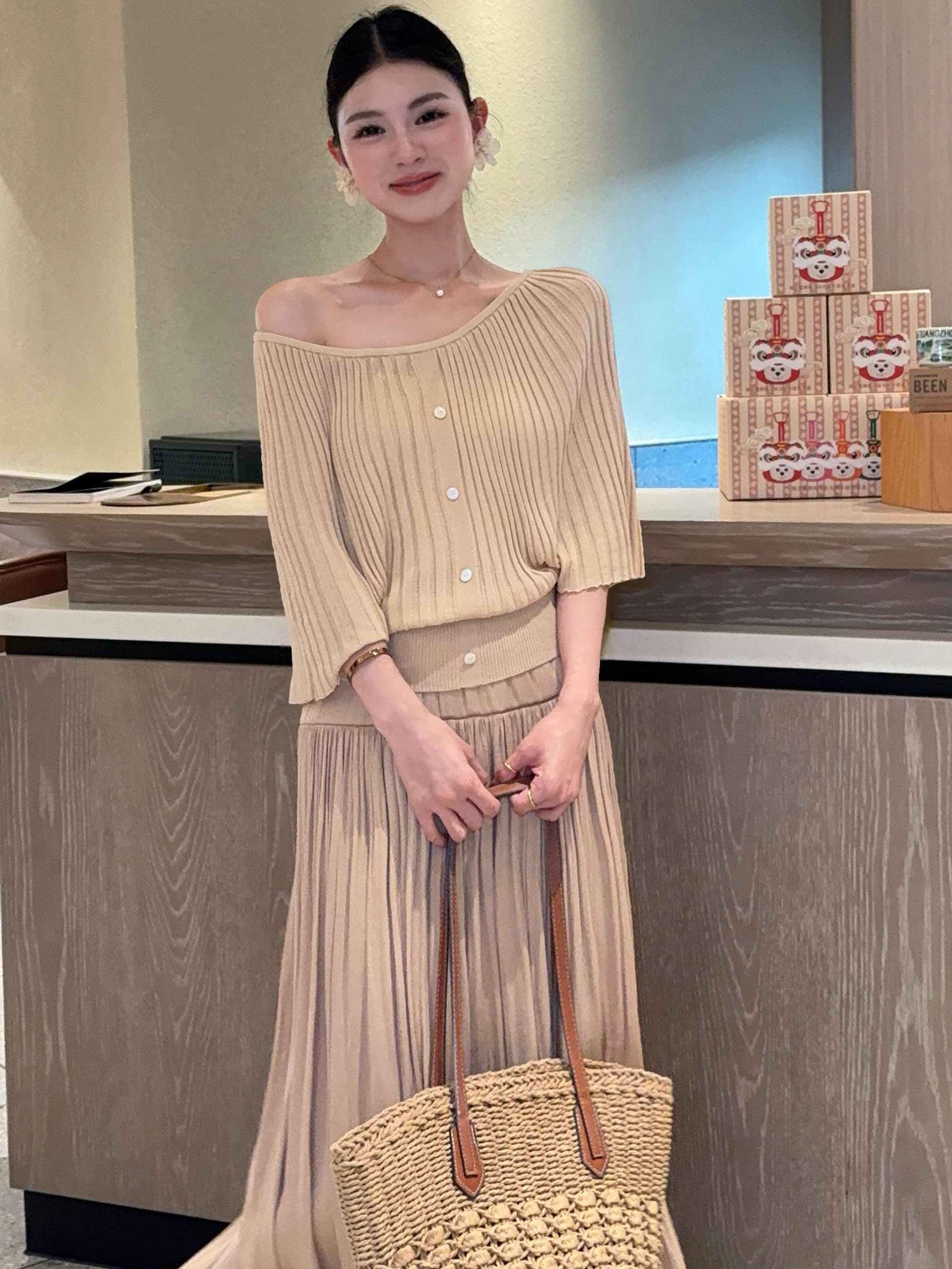 리 후이 하나 부드러운 분말 안개 여름 프랑스식 스타일 Pleat 여신 데이트 디자인 센스 xi 슬림해 보이는 표지 고기 초박형 셔츠 이미지 3