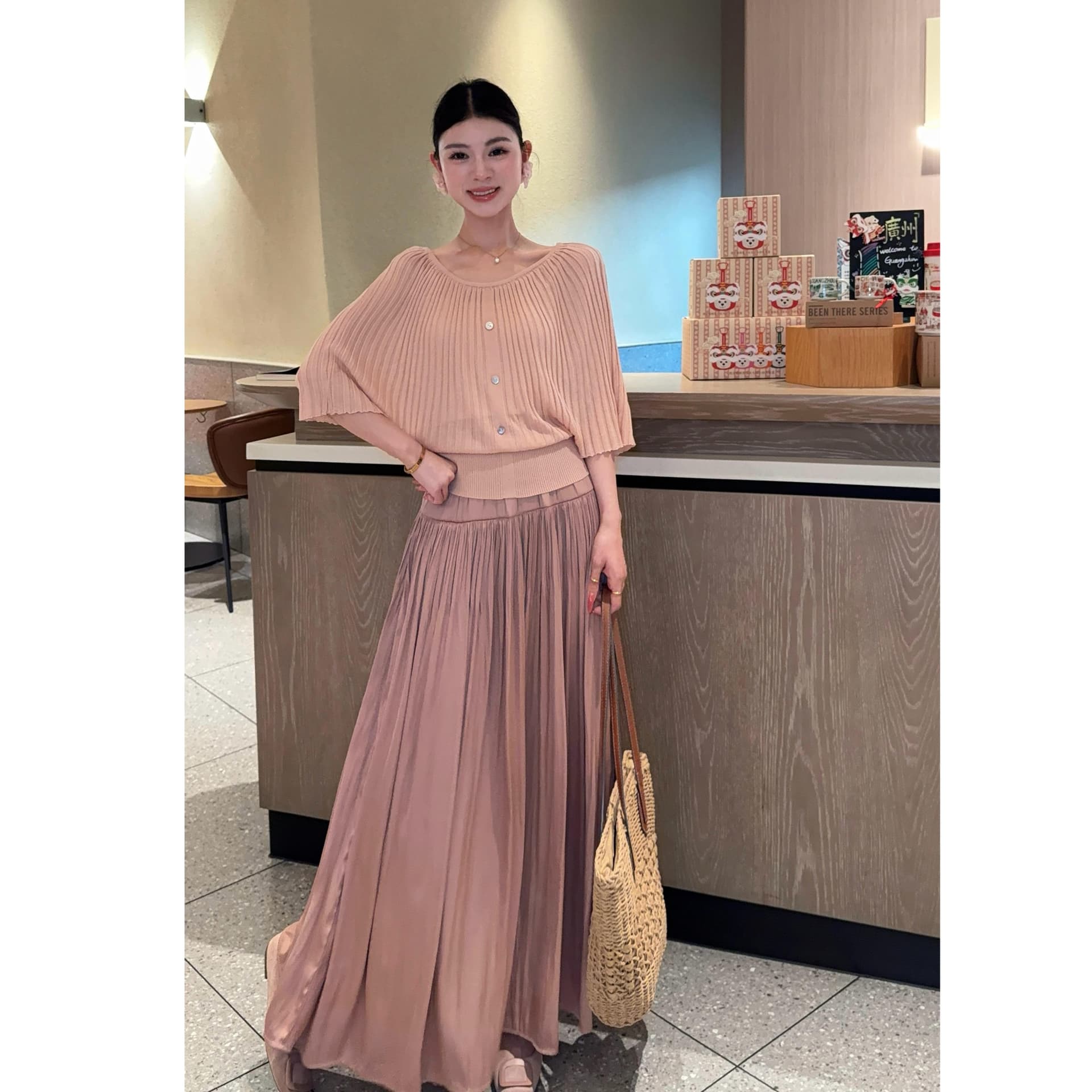 리 후이 하나 부드러운 분말 안개 여름 프랑스식 스타일 Pleat 여신 데이트 디자인 센스 xi 슬림해 보이는 표지 고기 초박형 셔츠 상세 이미지 2