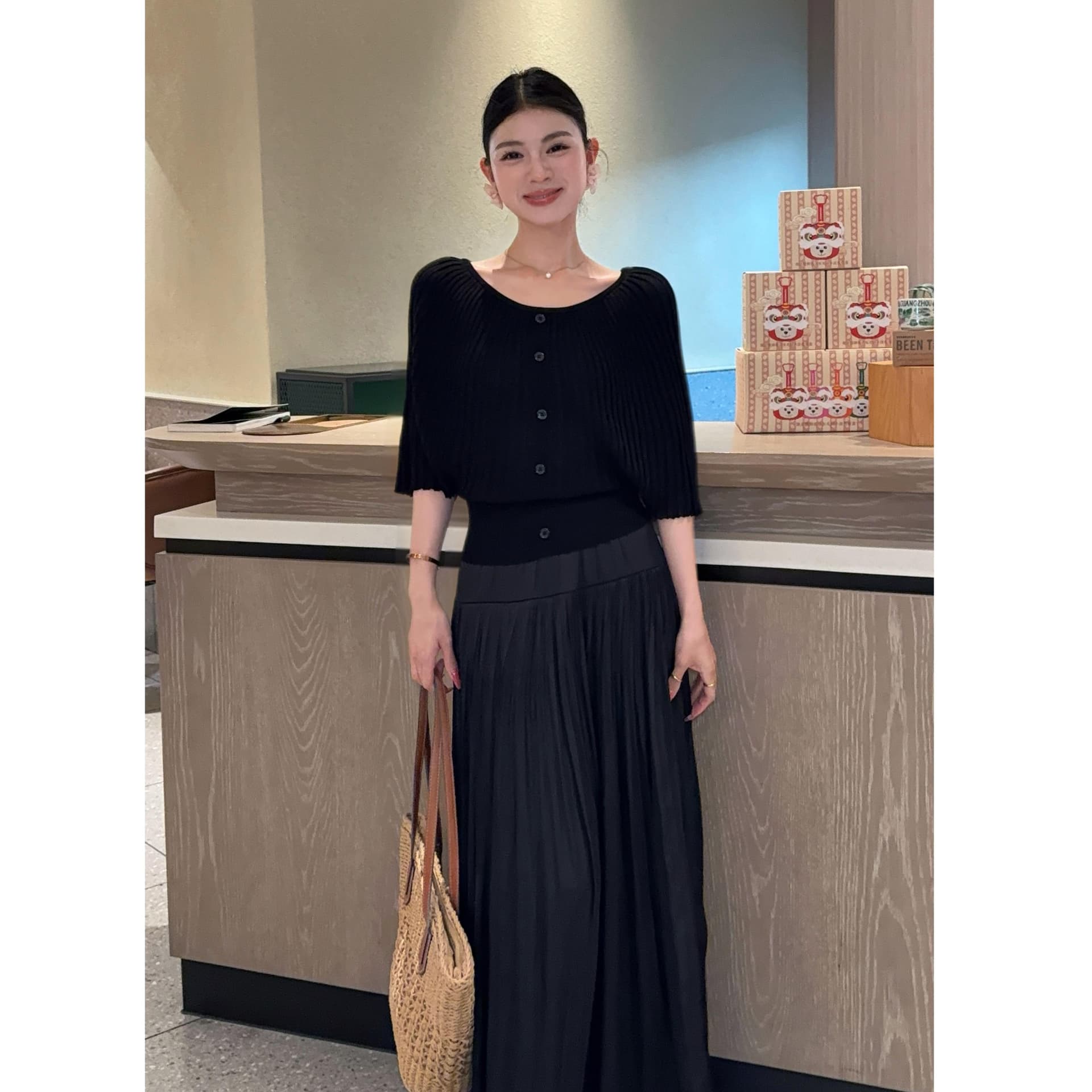 리 후이 하나 부드러운 분말 안개 여름 프랑스식 스타일 Pleat 여신 데이트 디자인 센스 xi 슬림해 보이는 표지 고기 초박형 셔츠 상세 이미지 3