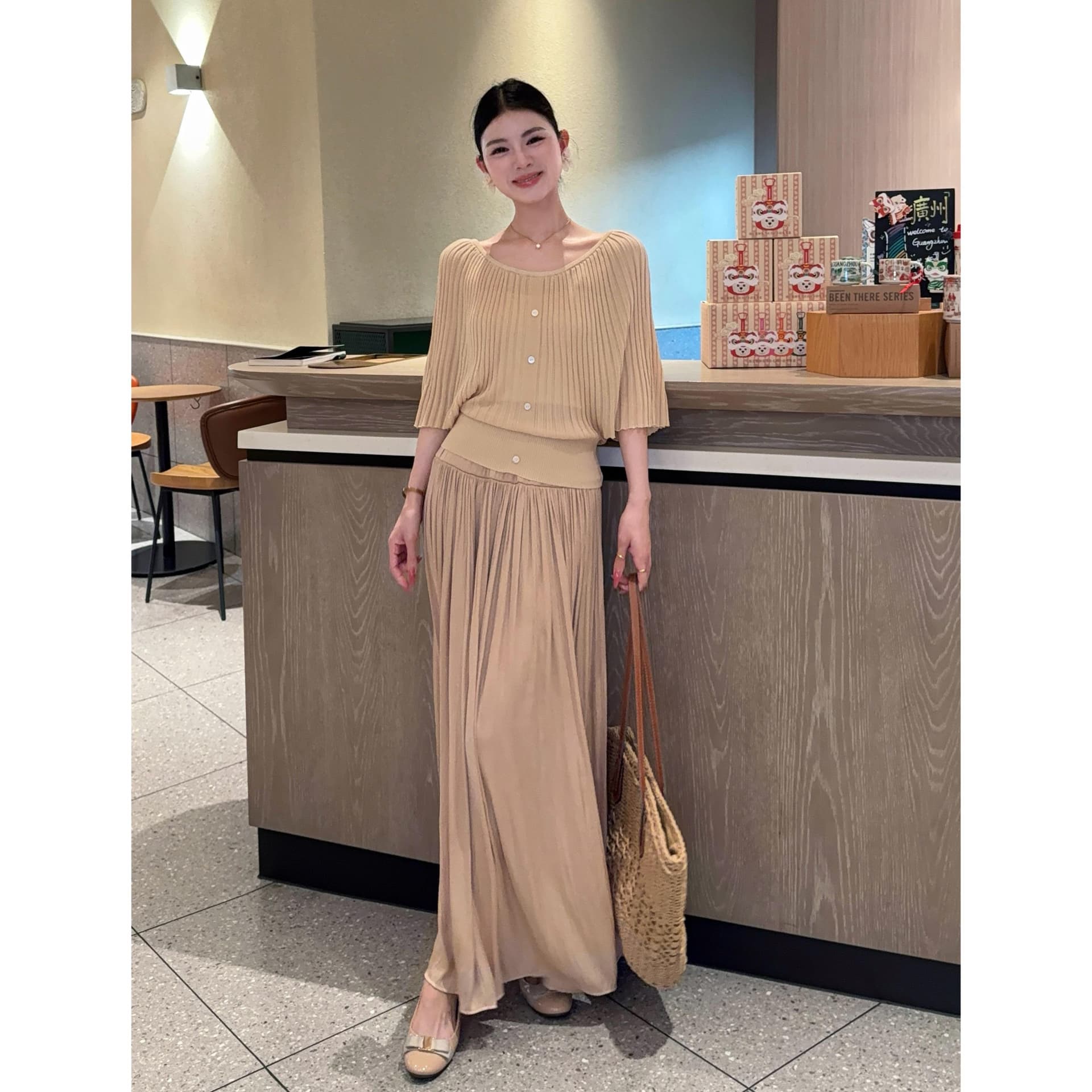 리 후이 하나 부드러운 분말 안개 여름 프랑스식 스타일 Pleat 여신 데이트 디자인 센스 xi 슬림해 보이는 표지 고기 초박형 셔츠 상세 이미지 13