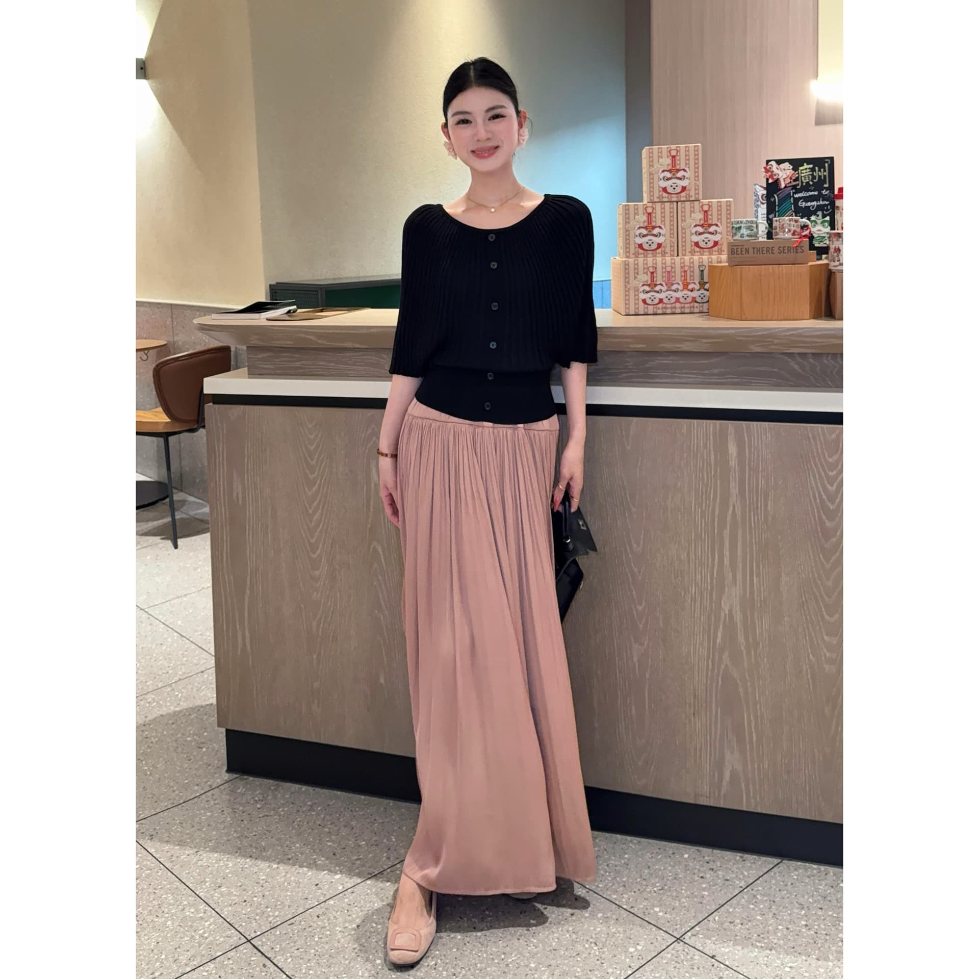 리 후이 하나 부드러운 분말 안개 여름 프랑스식 스타일 Pleat 여신 데이트 디자인 센스 xi 슬림해 보이는 표지 고기 초박형 셔츠 상세 이미지 18