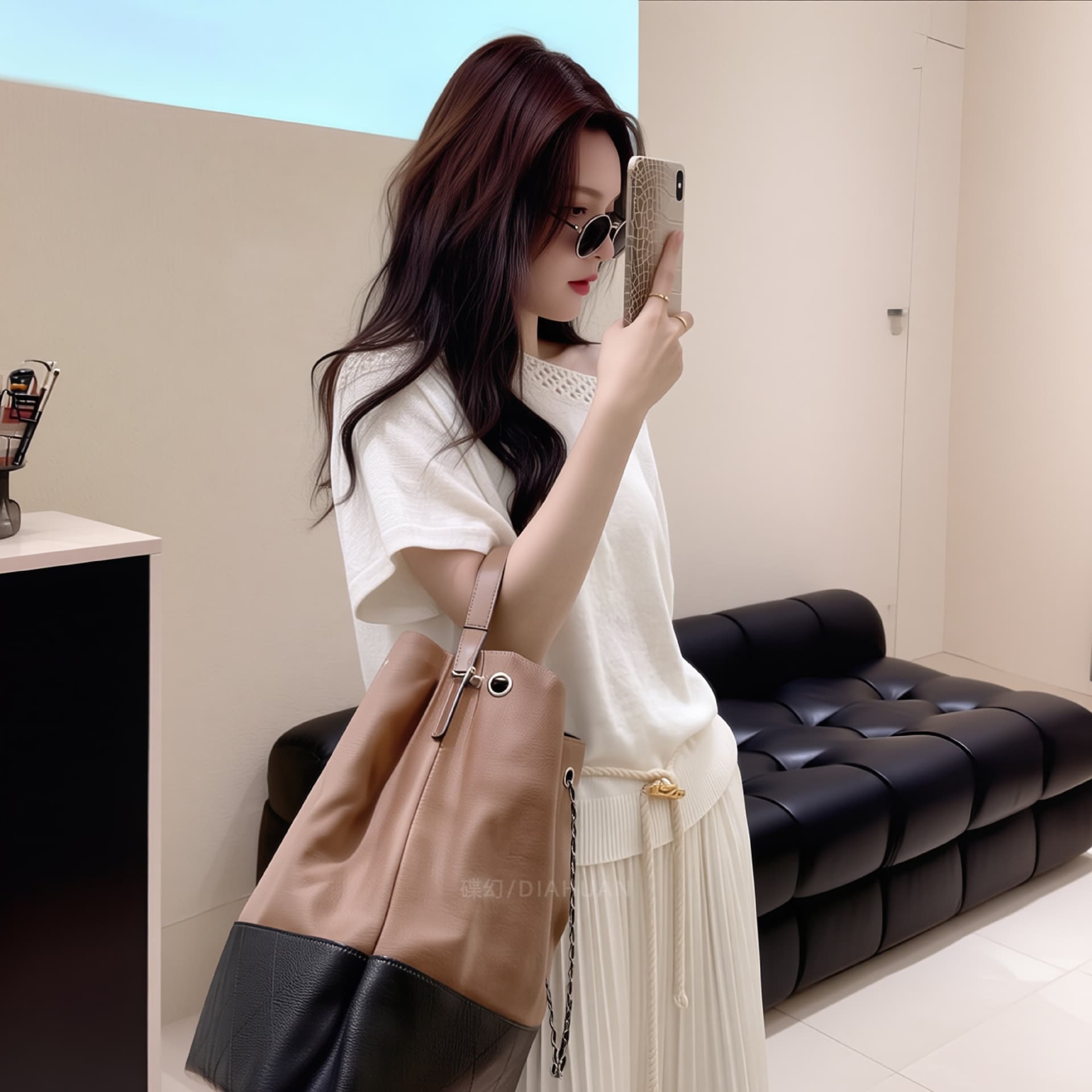 있음 도착 여름 새로운 니트 스웨터 비스듬한 칼라 어깨 오프숄더 홀로우 아웃 레이스 루즈핏 느긋한 바람 얇은 스타일 반팔 상세 이미지 1