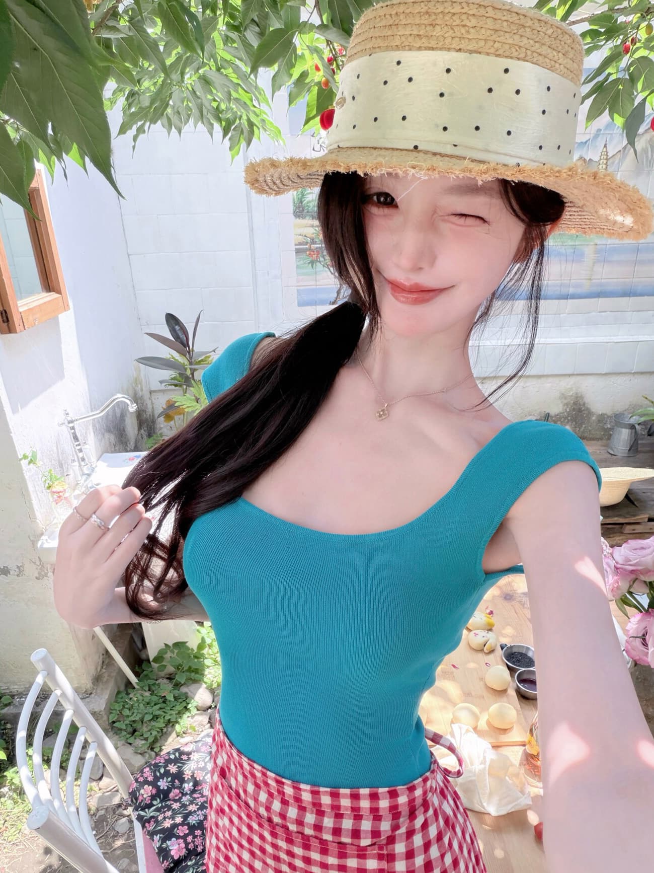 있음 도착 아름다움 센스 양면 착용 u 칼라 조끼 스커트 여성 여름 한 부서 디자인 센스 몸매 가꾸기 순수한 욕망 한 마디 미니 스커트 상세 이미지 14