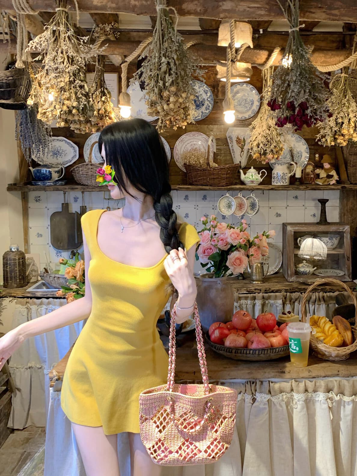 있음 도착 아름다움 센스 양면 착용 u 칼라 조끼 스커트 여성 여름 한 부서 디자인 센스 몸매 가꾸기 순수한 욕망 한 마디 미니 스커트 상세 이미지 21