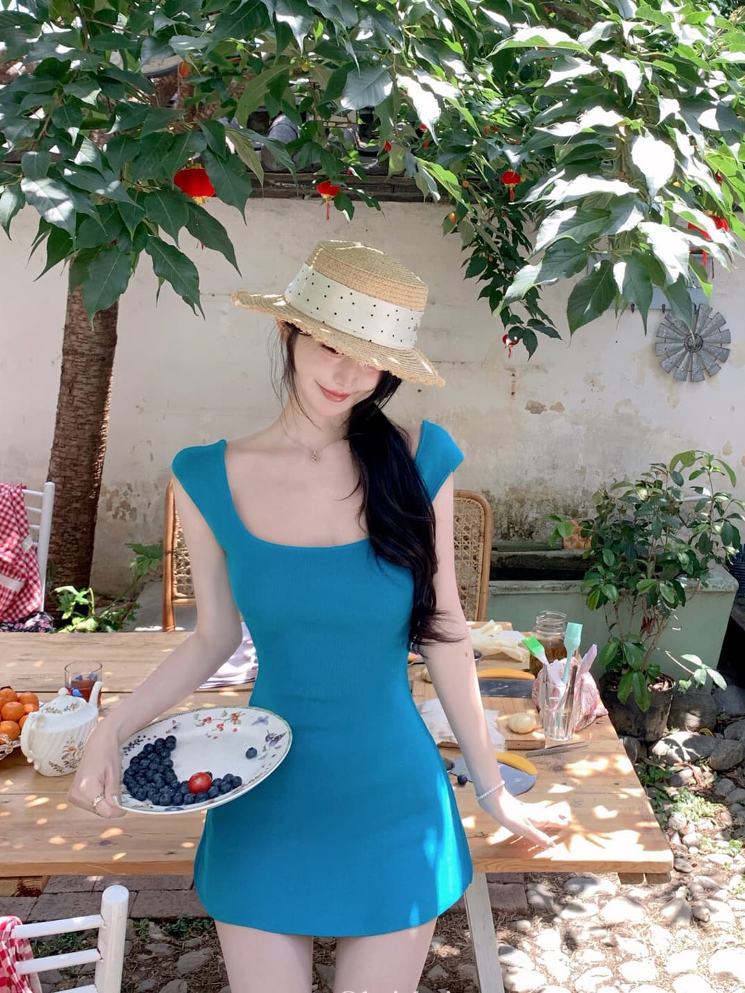 있음 도착 아름다움 센스 양면 착용 u 칼라 조끼 스커트 여성 여름 한 부서 디자인 센스 몸매 가꾸기 순수한 욕망 한 마디 미니 스커트 상세 이미지 39