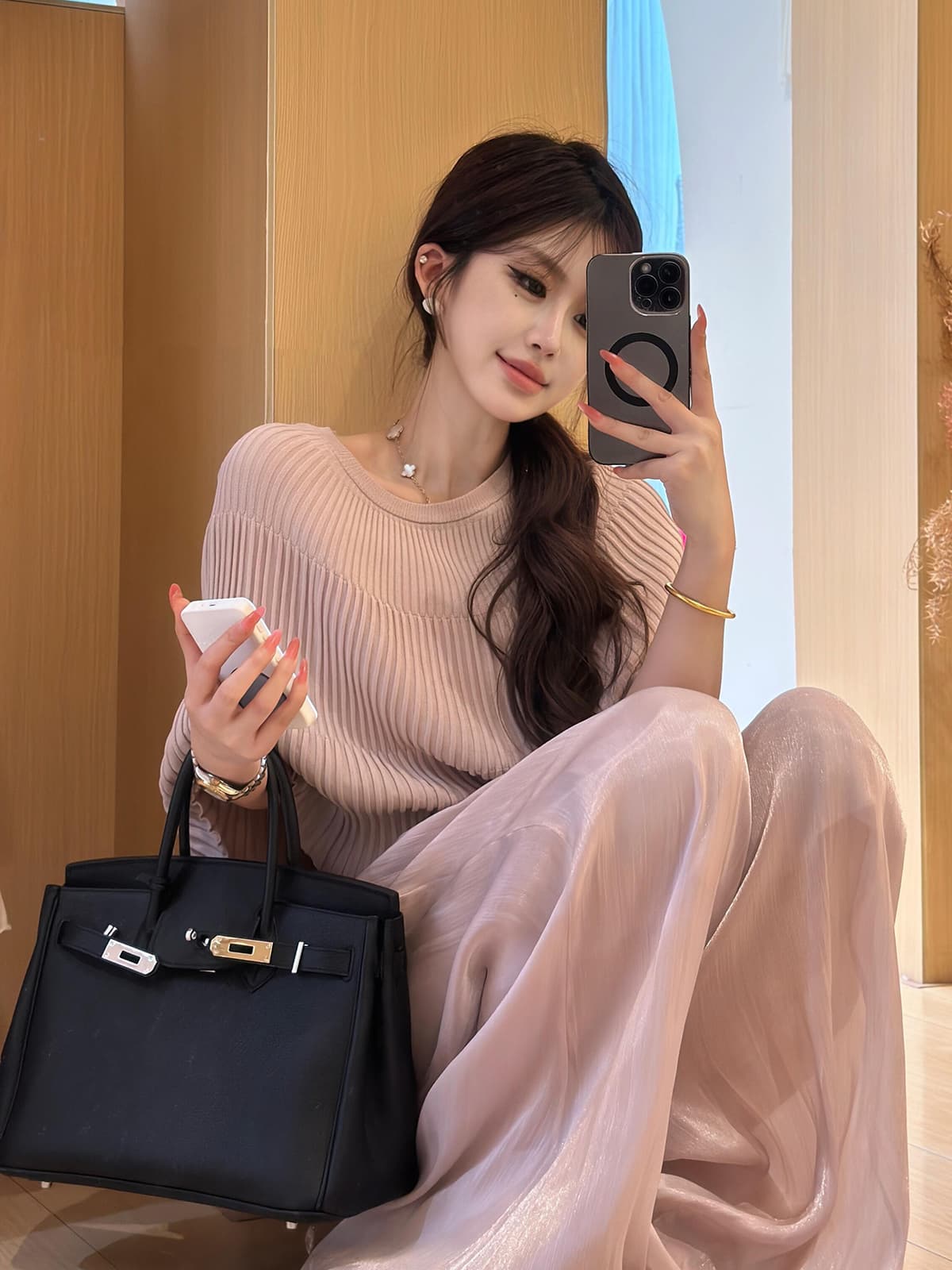 있음 도착 여름 품격 미니멀리즘 고급 센스 수직 구덩이 기사 디자인 부드러운 숄 망토 니트 스웨터 상세 이미지 1