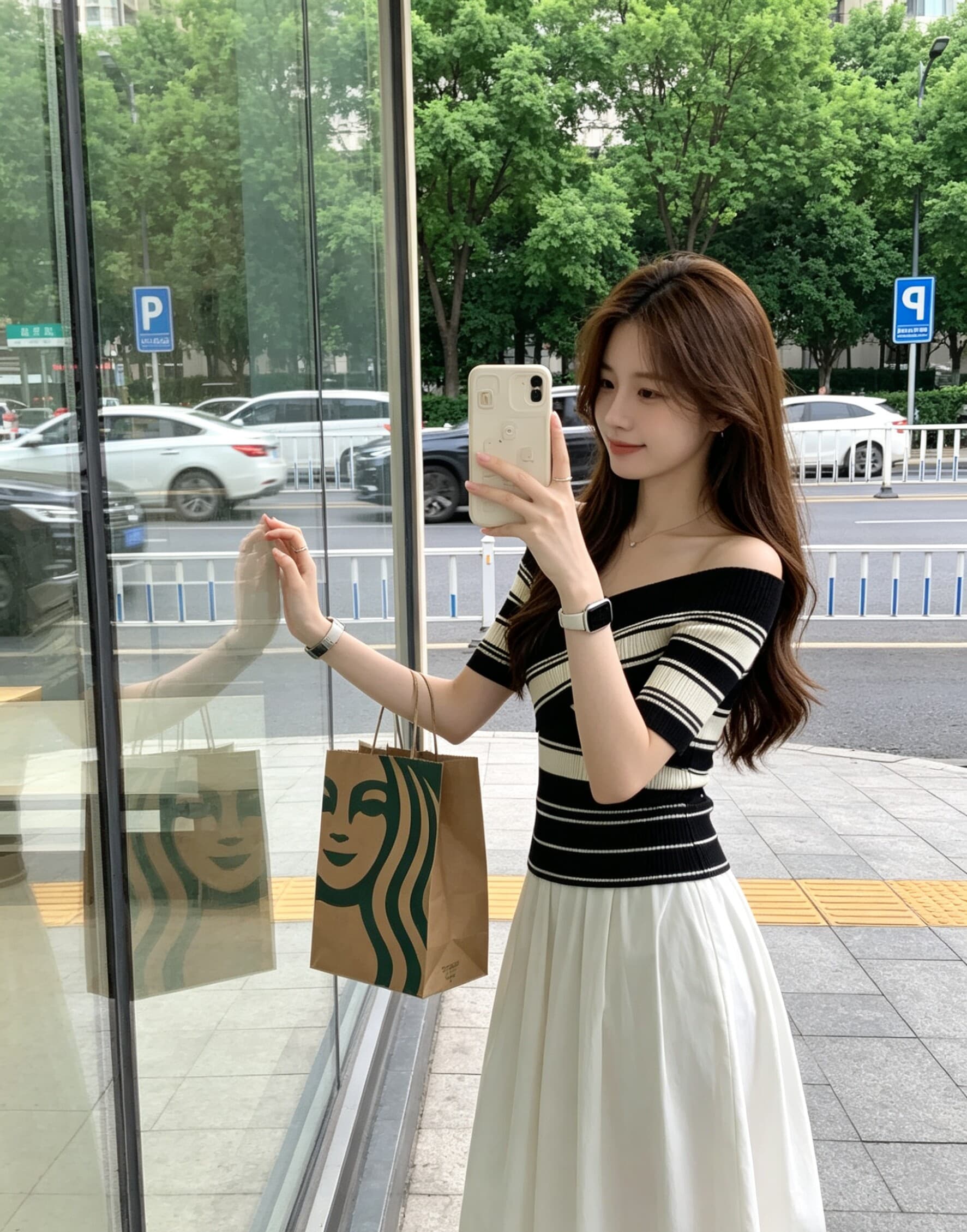 있음 도착 배색 스트라이프 십자가 반팔 니트 스웨터 여성 여름 오프숄더 허리 수축 몸매 가꾸기 쇼트 스타일 맨위 상세 이미지 10