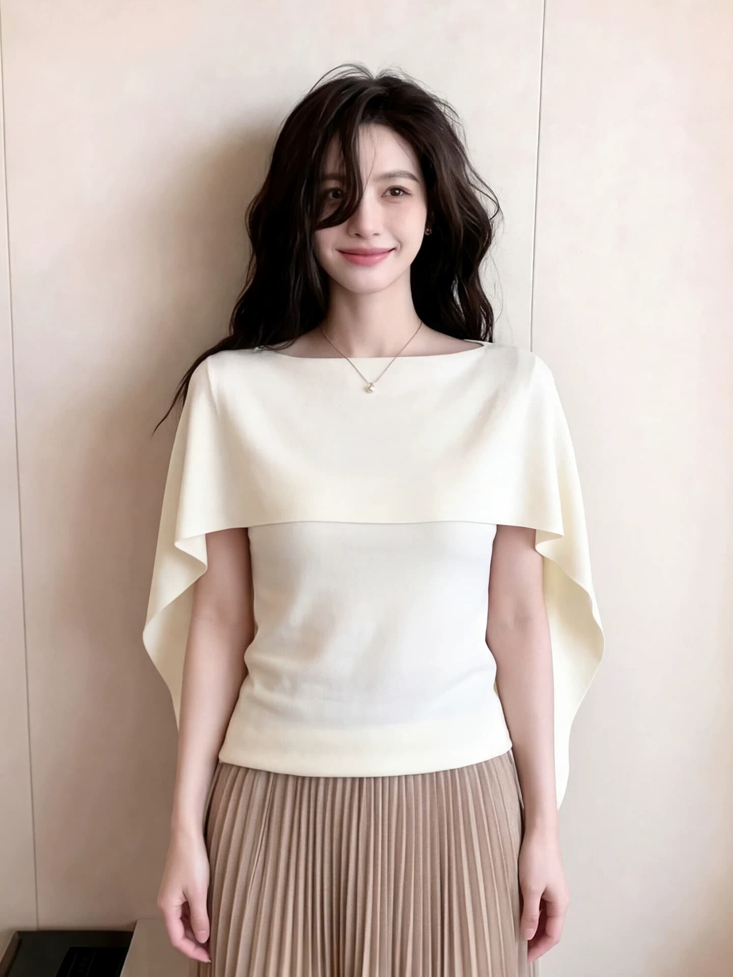 있음 도착 부드러운 치엥 여름 한 부서 여신 망토 디자인 센스 슬림해 보이는 얼음 센스 품격