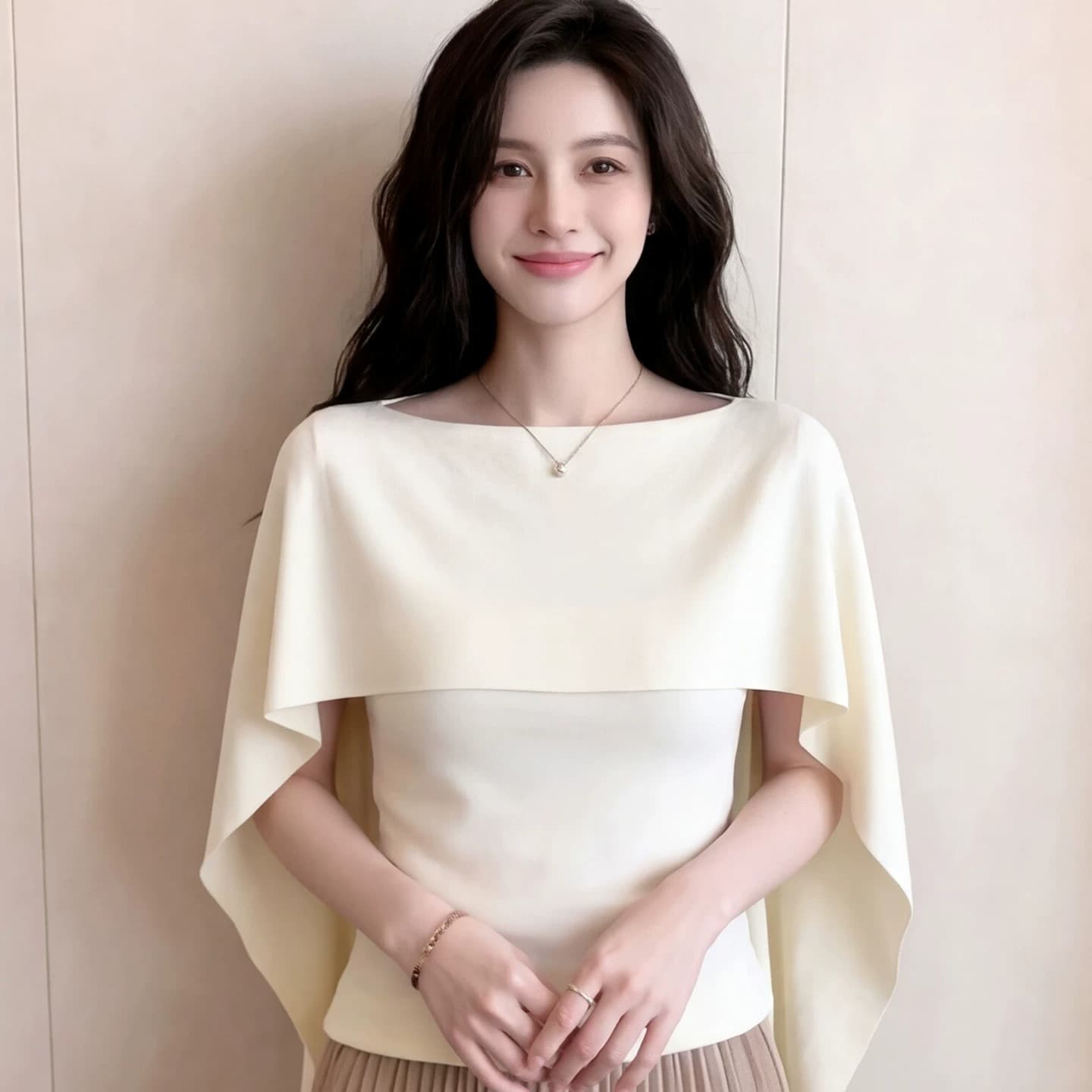 있음 도착 부드러운 치엥 여름 한 부서 여신 망토 디자인 센스 슬림해 보이는 얼음 센스 품격 상세 이미지 5