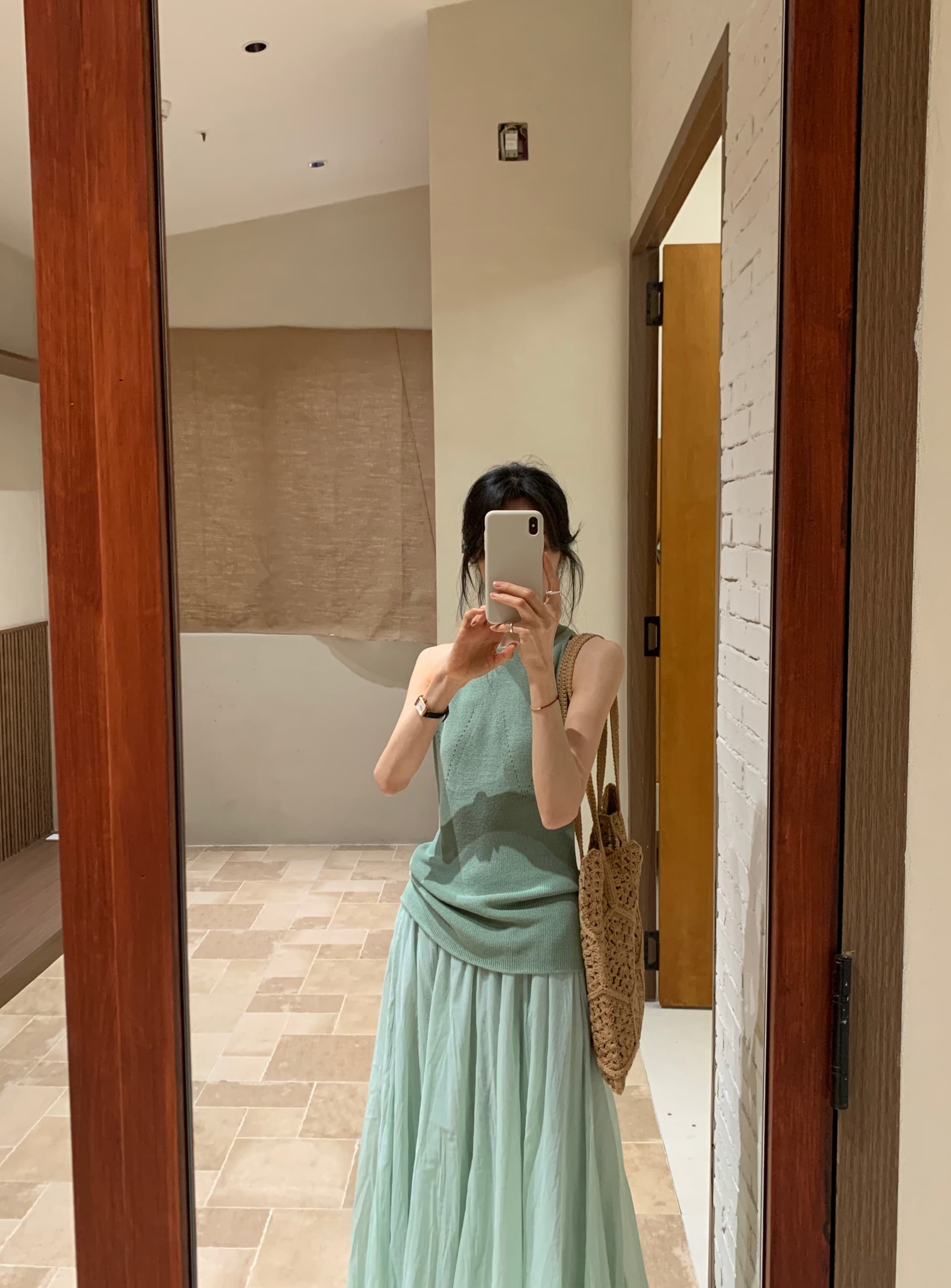 있음 도착 한 부서 디자인 센스 홀로우 아웃 니트 아마 조끼 여성 아모이 Chic 몸매 가꾸기 슬림해 보이는 민소매 맨위 상세 이미지 4
