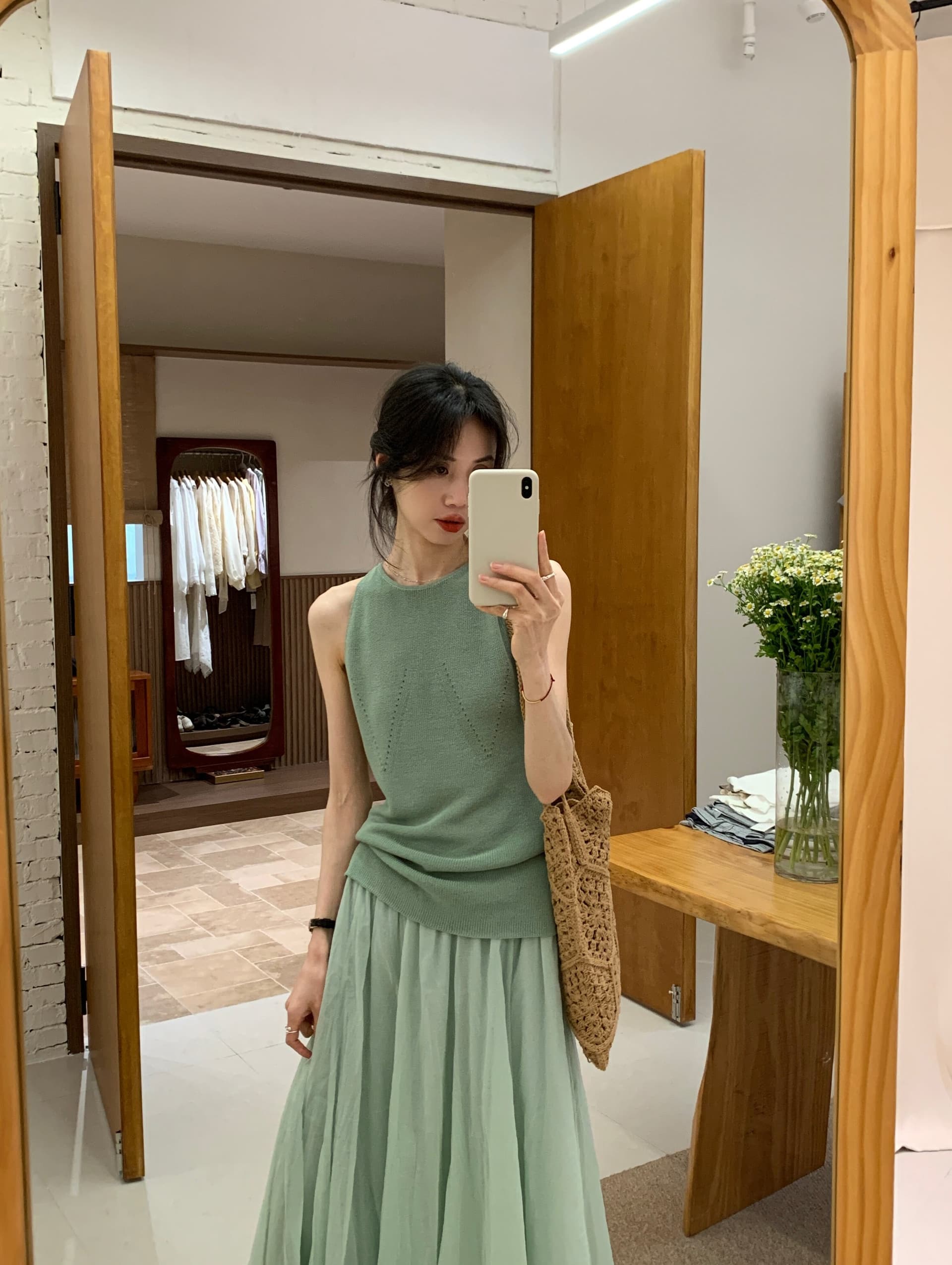 있음 도착 한 부서 디자인 센스 홀로우 아웃 니트 아마 조끼 여성 아모이 Chic 몸매 가꾸기 슬림해 보이는 민소매 맨위 상세 이미지 7