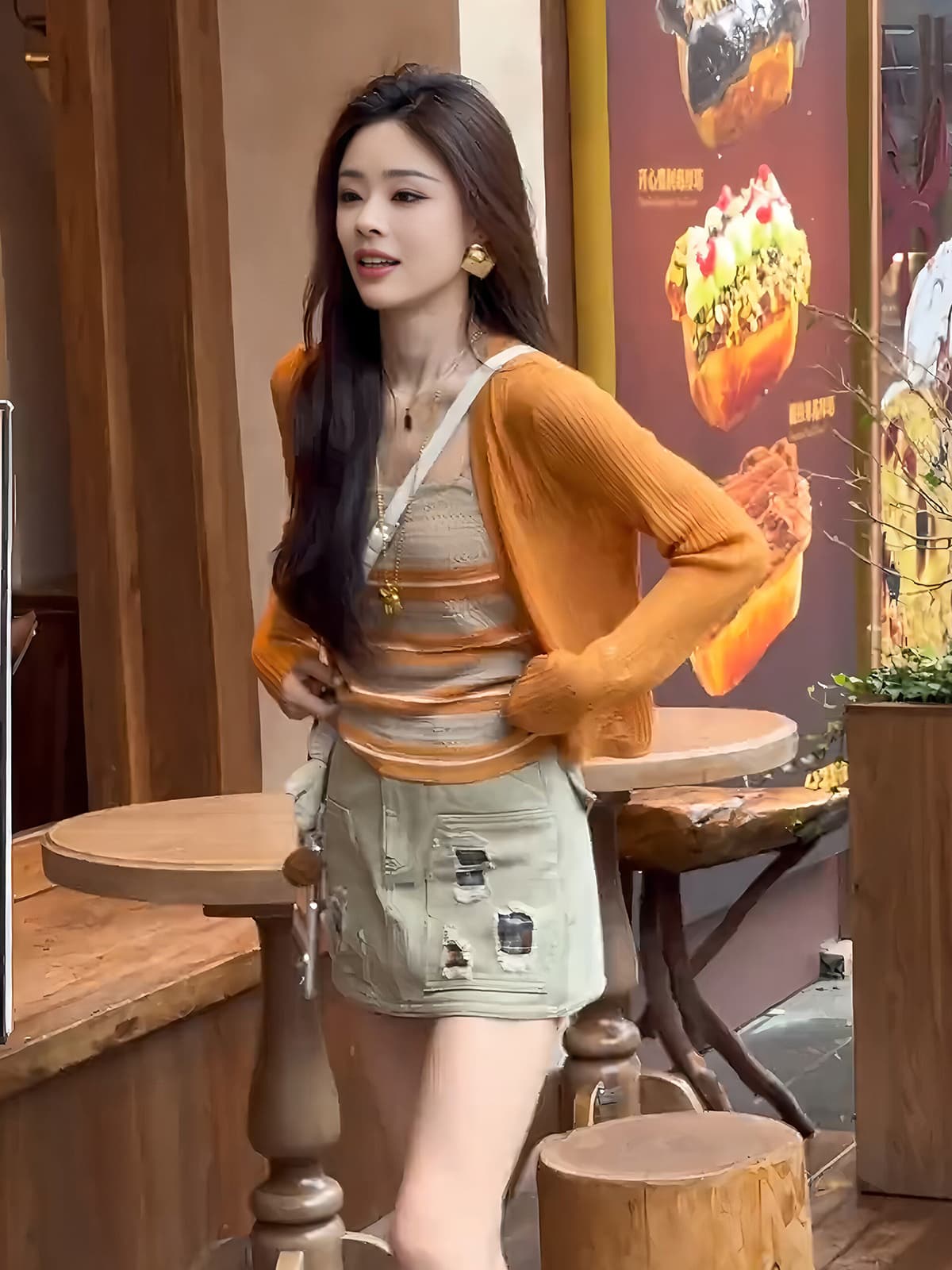 있음 도착 한국 스타일 품격 스트라이프 조끼 니트 오픈 가디건 여성 여름 도파민 착용 가져 가라. 핫걸 투피스 슈트 상세 이미지 6