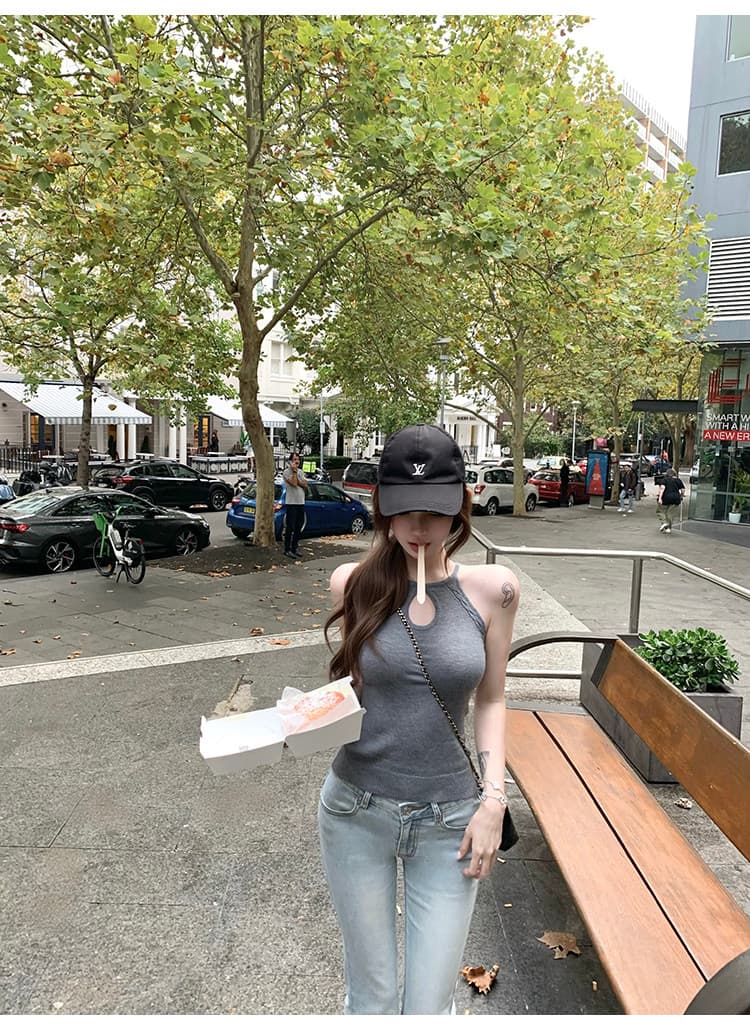 있음 도착 네온 연애 편지 물방울 모양 홀로우 아웃 디자인 복수 짜다 행침 목 니트 슬립 맨위 상세 이미지 14